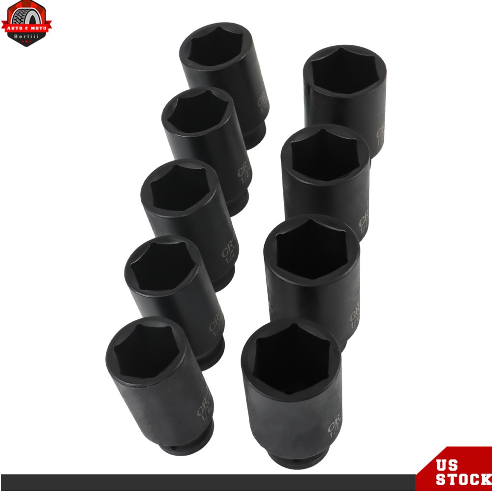 9pc Deep Impact Socket Set 1/2″ Drive Metric Axle Hub Nut Sockets 29-38mm w/Case