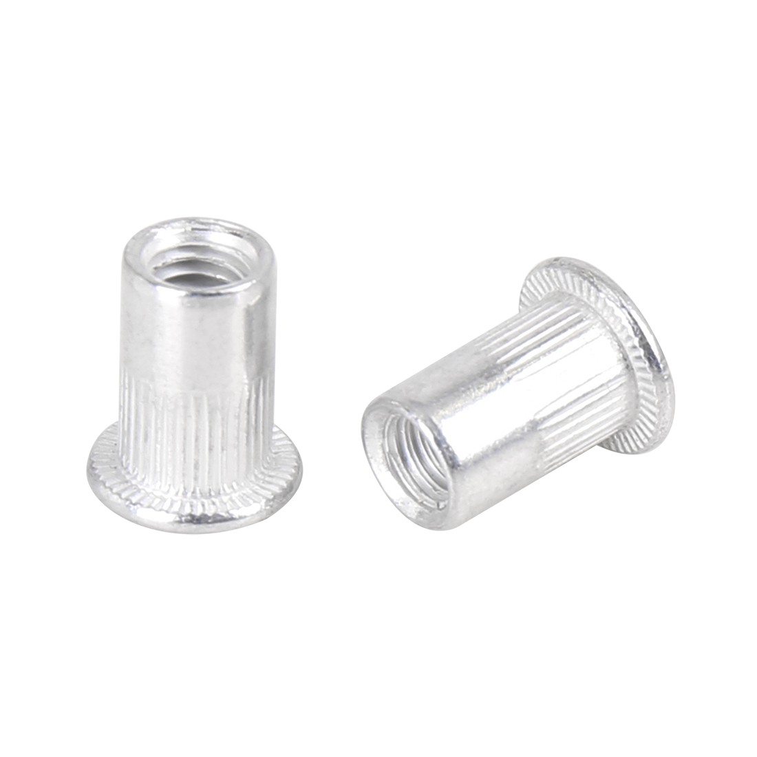 110 Pcs M6 Silver Tone Aluminum Alloy Car Flat Head Rivet Nut Threaded Insert