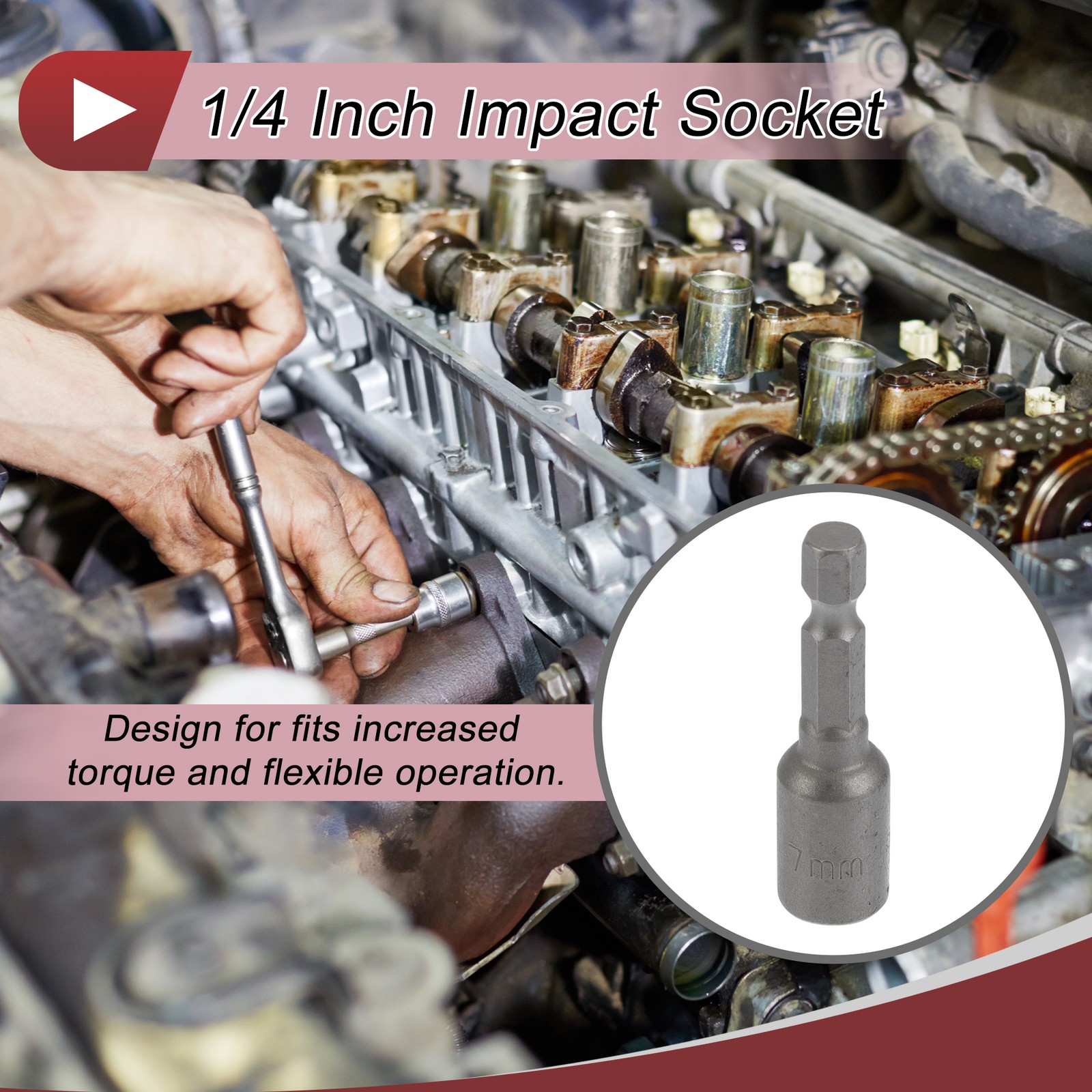 Universal Impact Socket 7mm 6 Point 48mm CR-V Silver Tone 1 Pc