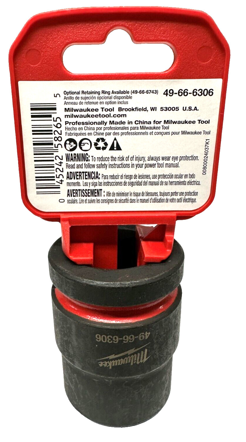 Milwaukee 49-66-6306 3/4″ Drive Standard Length Impact Socket 15/16″ 6 Point