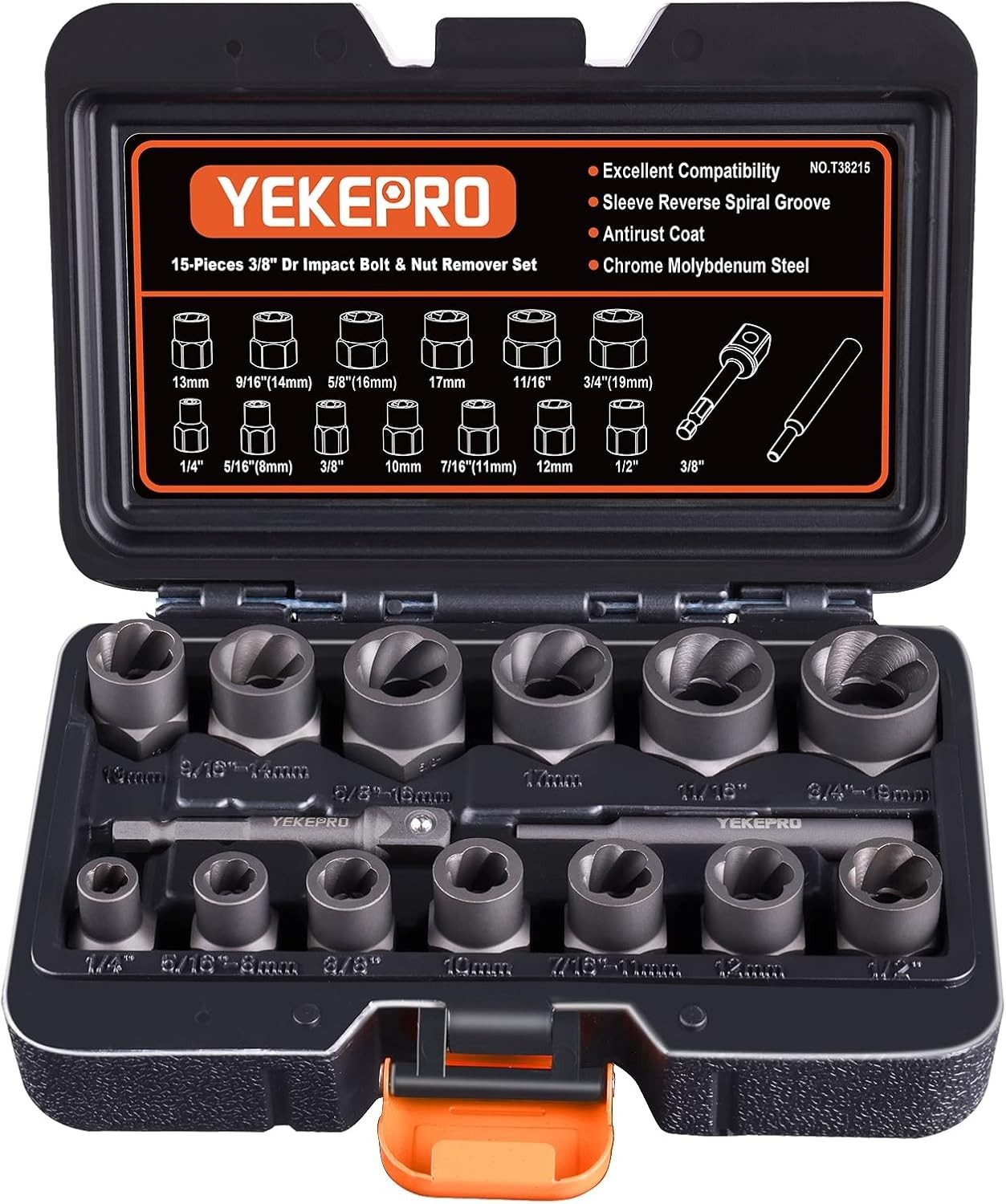 Professional 15-Piece Impact Bolt & Nut Remover Set – Chrome Molybdenum Steel