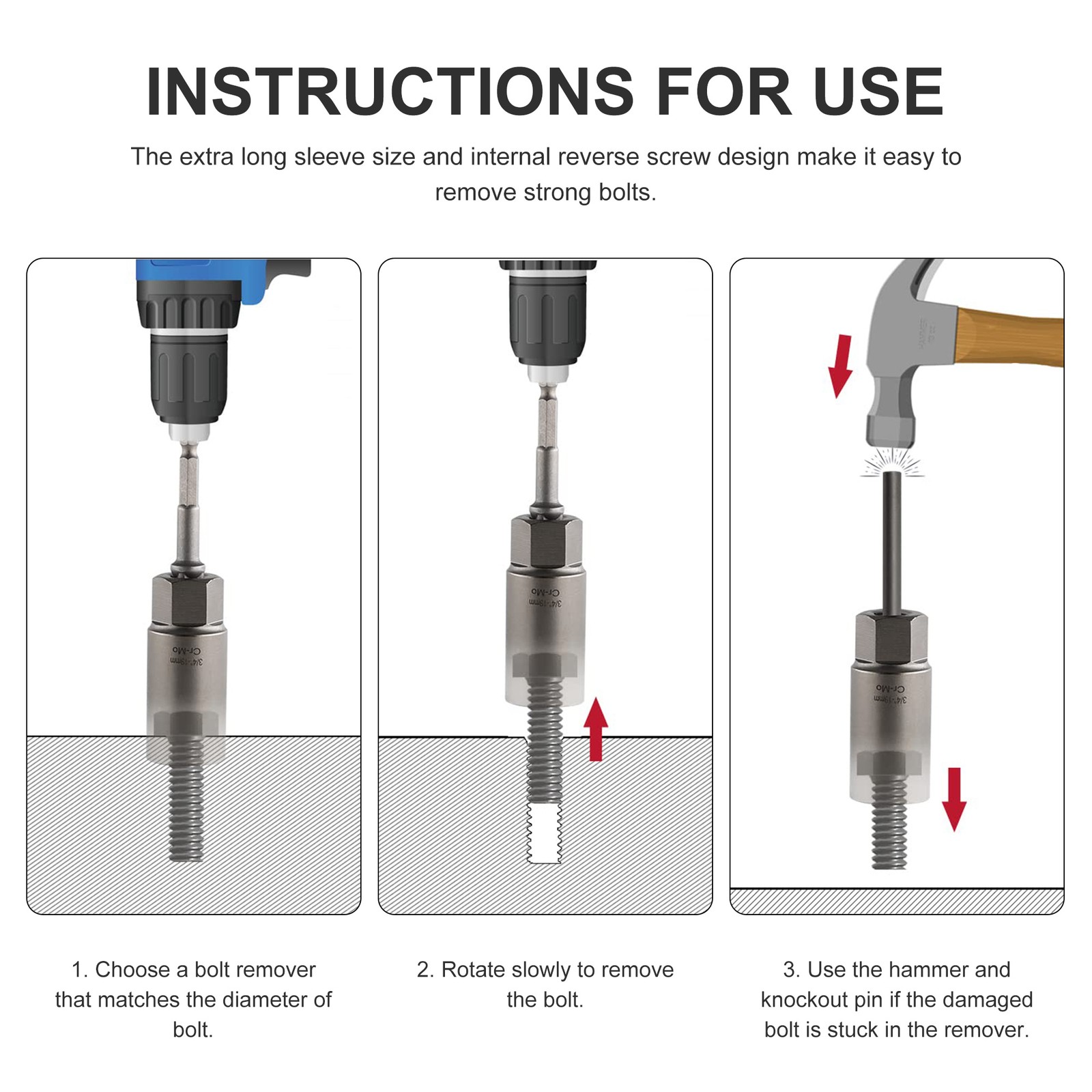 11-Piece Spiral Bolt Extractor Kit -Quick & Easy Broken Lug Nut Removal Tool Set