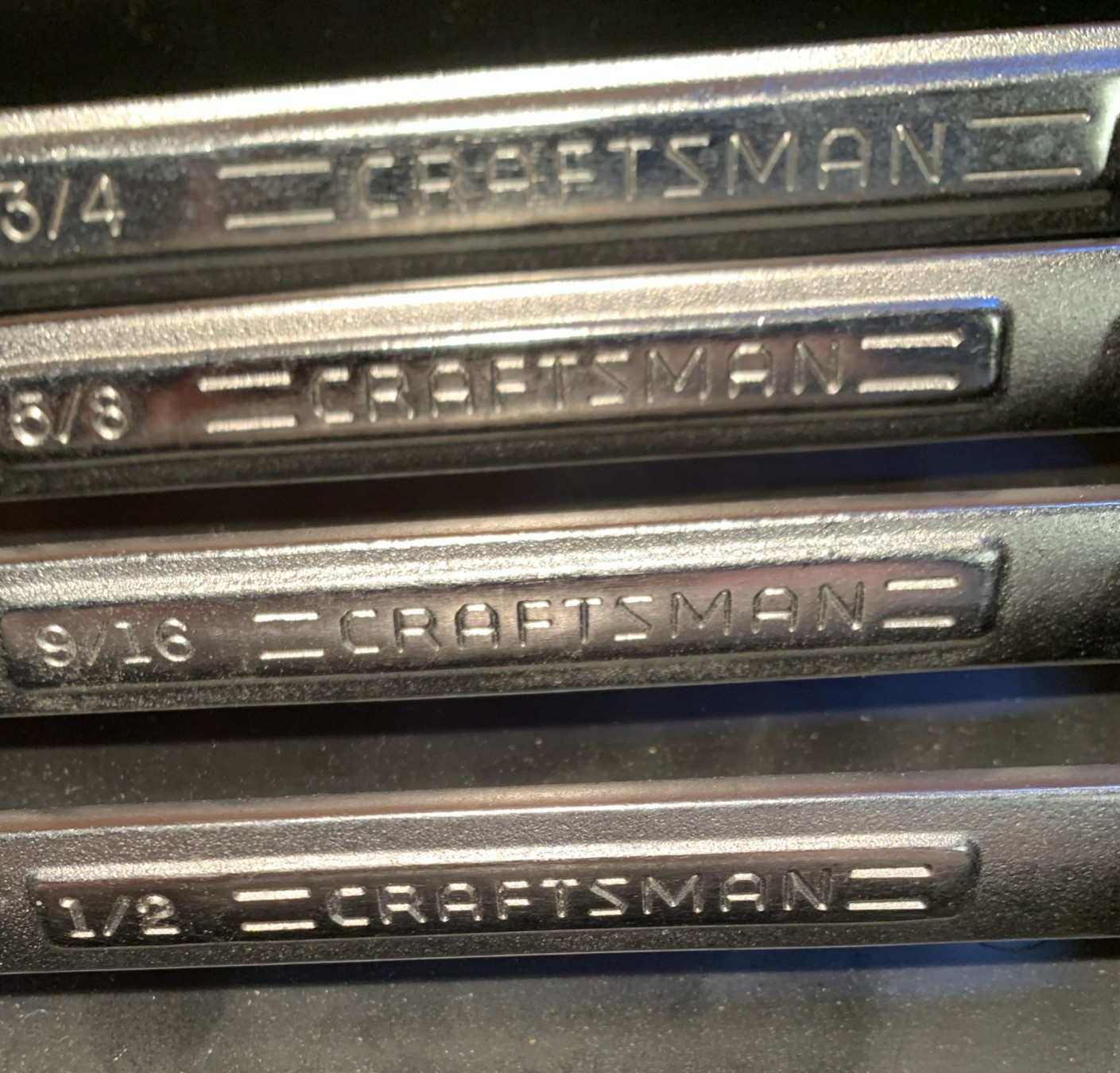 Vtg. Craftsman Combo Wrench Set 9 Pc. SAE VA 1/4-3/4 Hang. Holder Excellent USA