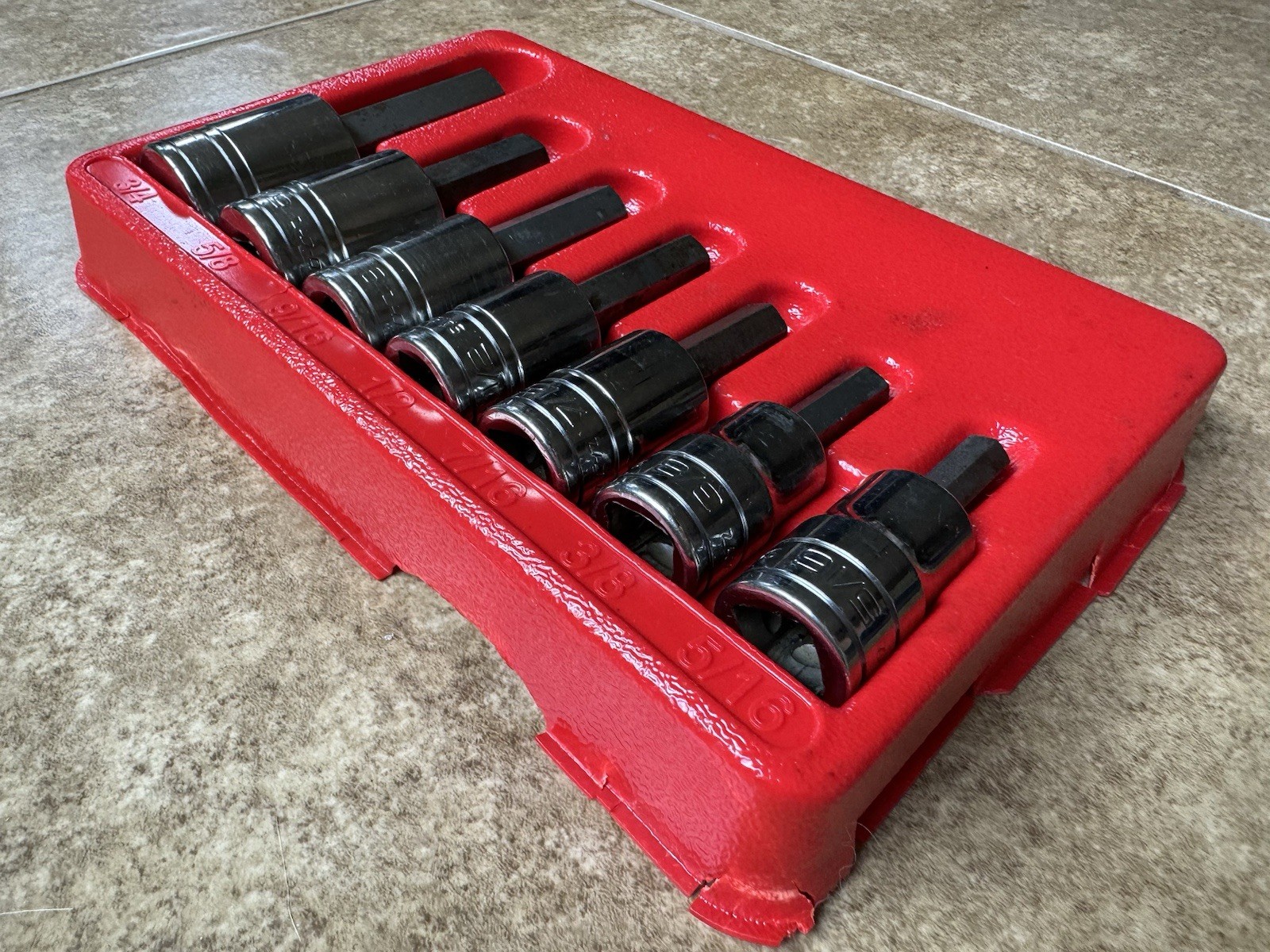 🔴 Snap-On 1/2″ drive 7pc 5/16″ – 3/4″ Allen Hex Bit Socket Driver Set 307ESAY