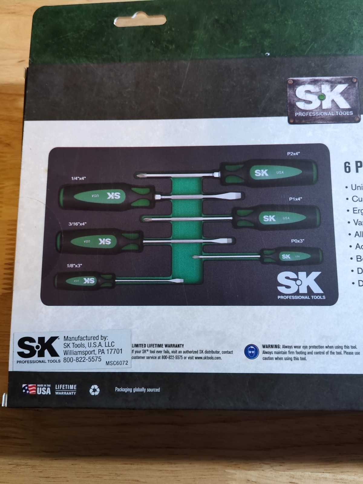 SK Professional Tools 6 Piece Cushion Grip Screwdriver Set New LIFETIME WARRANTY
