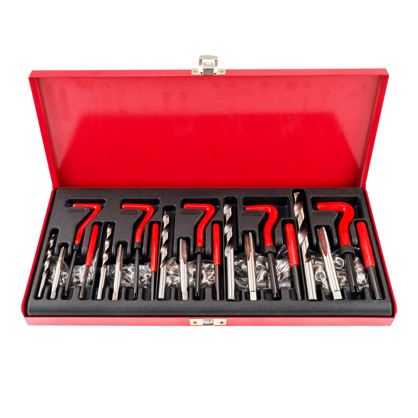 131PCS Thread Repair Kit HSS Drill Helicoil Repair Kit M5 M6 M8 M10 M12 w/Case
