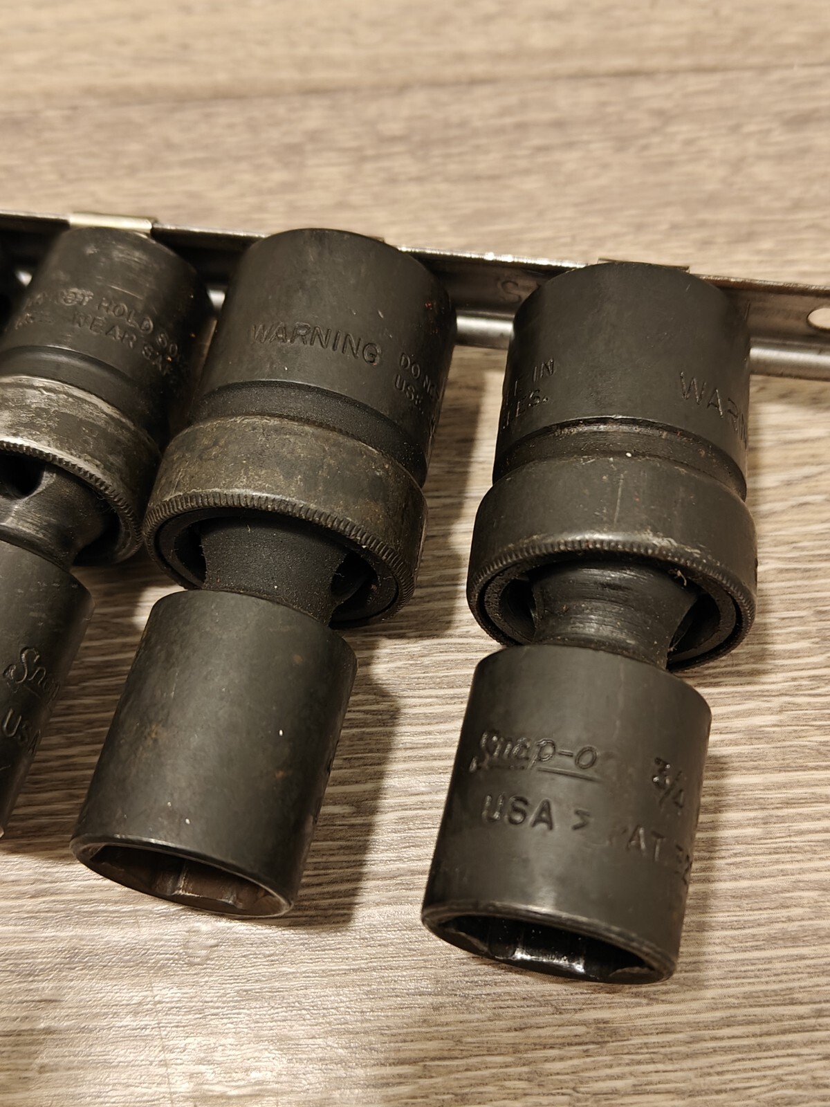 Snap On Tools USA 1/2 Drive SAE 5pc Impact Swivel Universal Socket Set Vintage