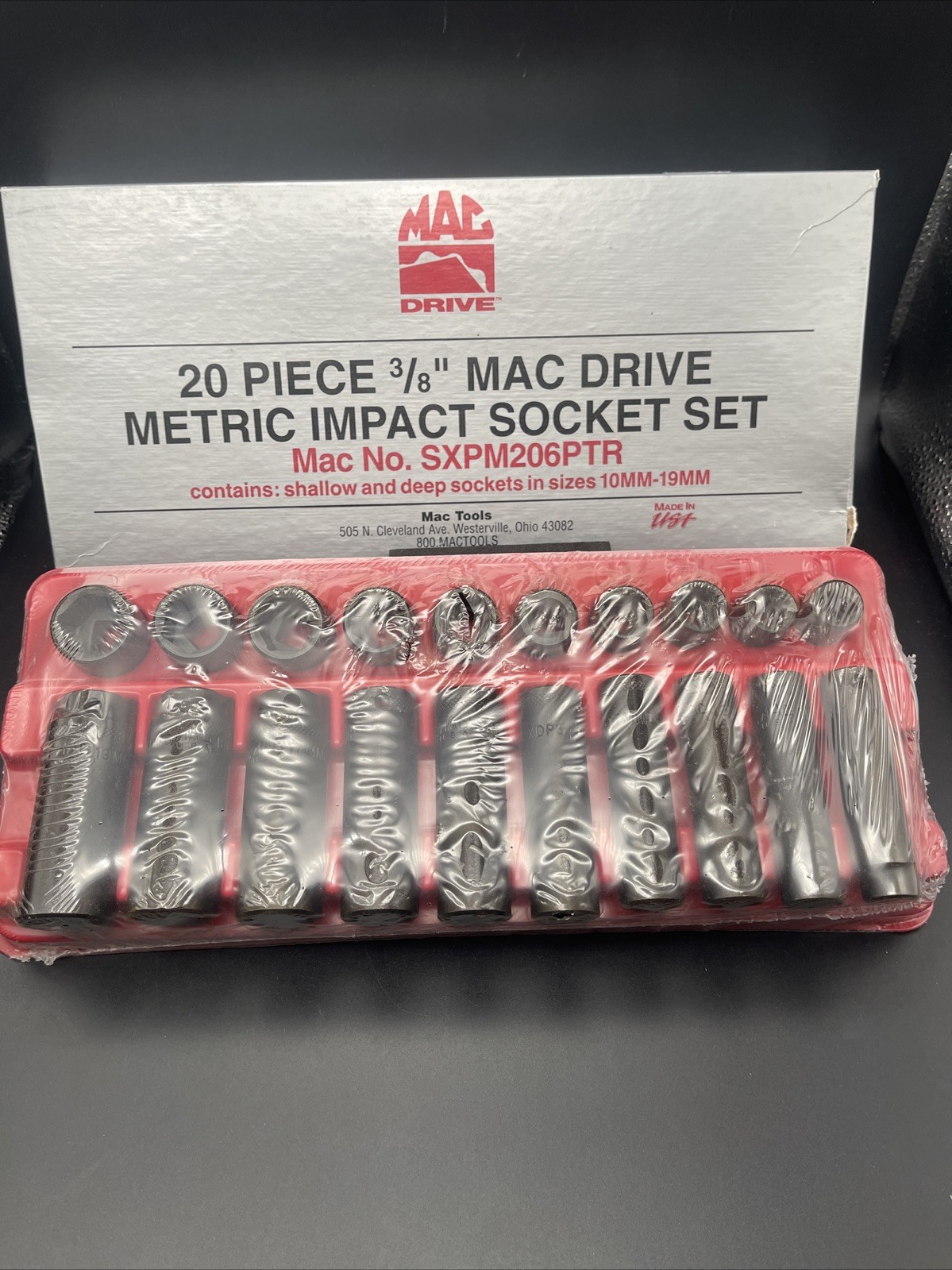 Mac Tools SXPM206PTR 20pc 3/8 Mac Drive Metric Impact Socket Set