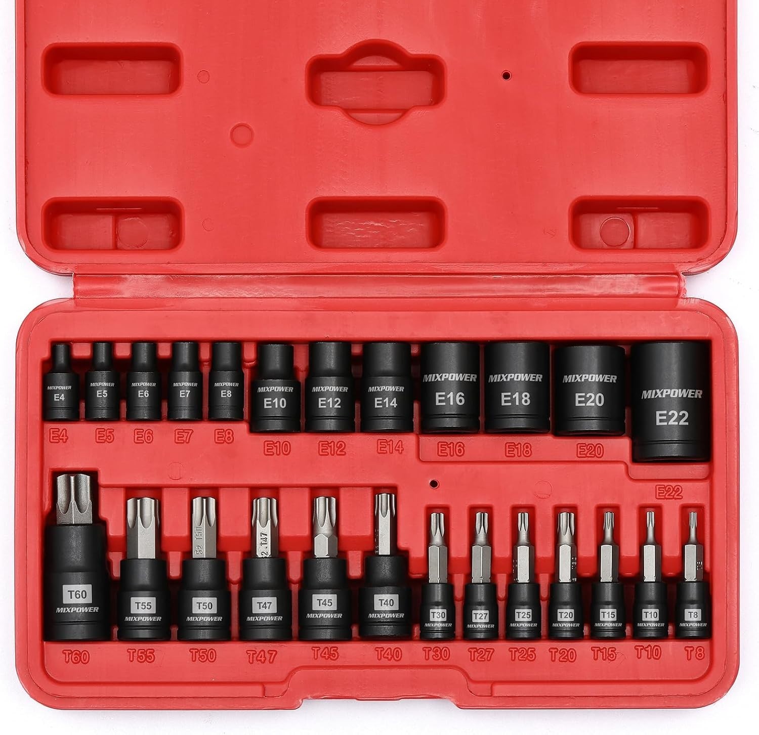 Complete 25-Piece Torx Bit and E-Socket Set – ANSI Compliant Mechanic Tools