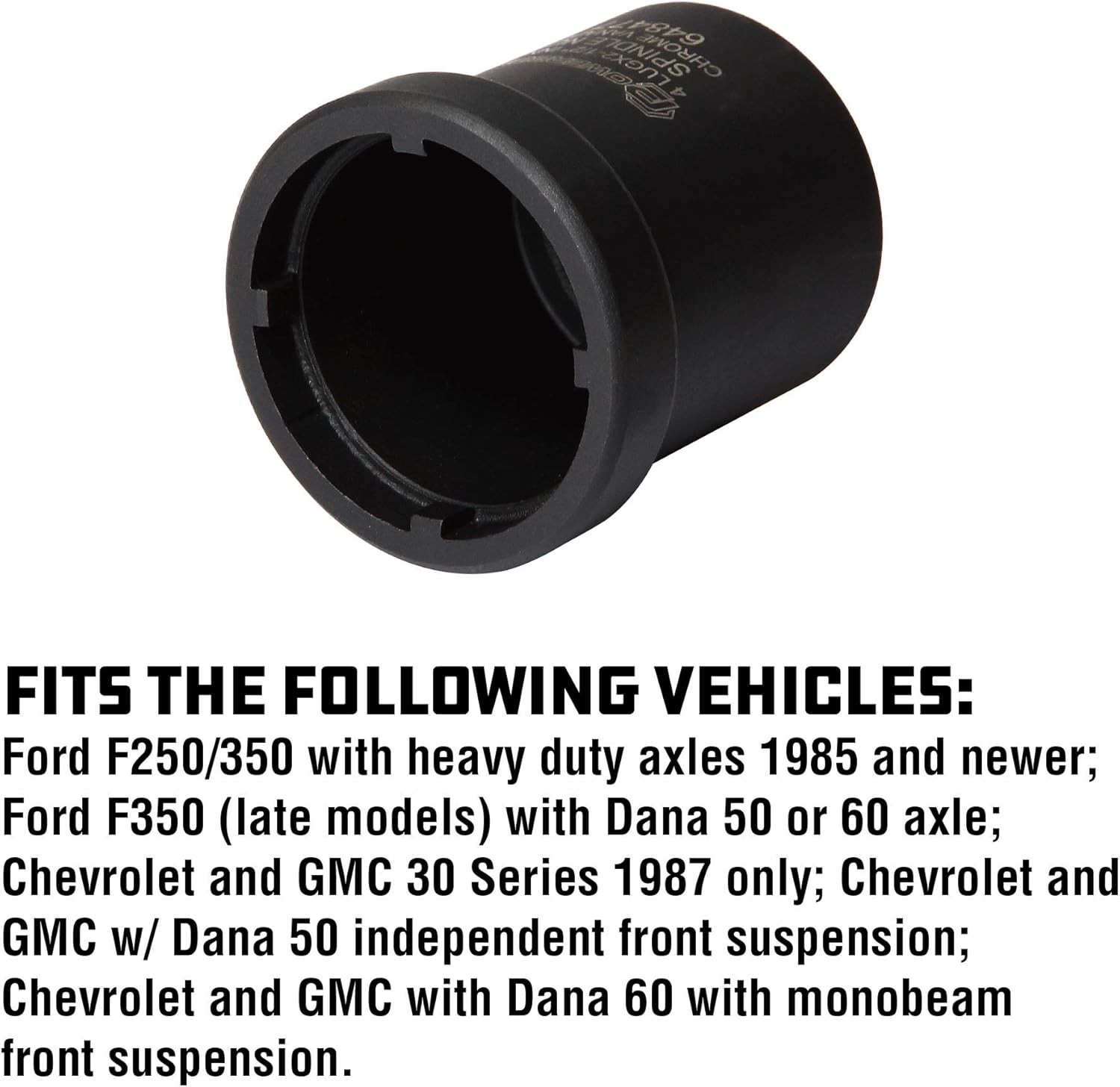 Precision 4-Lug Spindle Nut Removal Socket for Dodge, Chevy, Ford Trucks