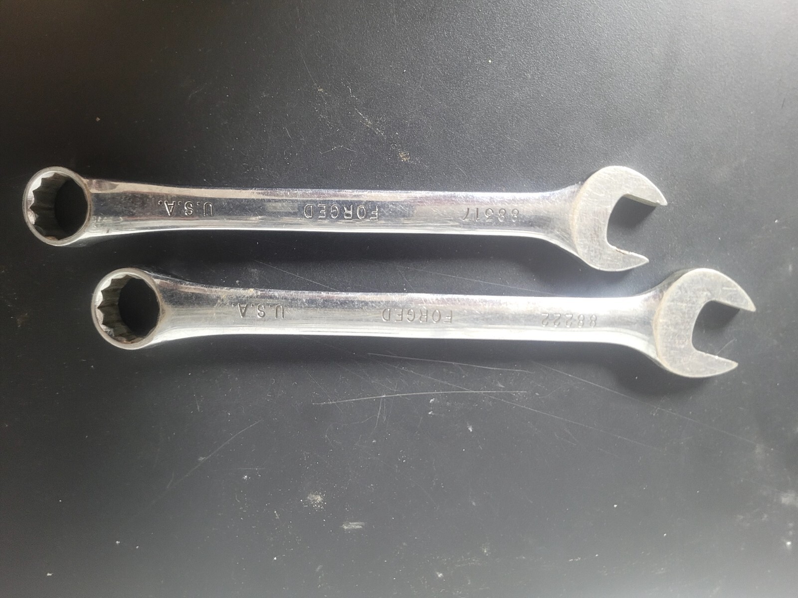 2 Vintage S-K Tools 11/16 & 17mm Combination Wrench, 88222 & 88317