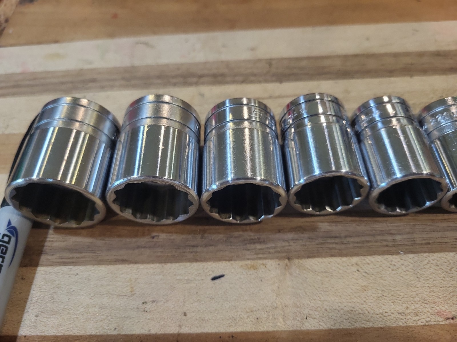 Snap On 10 Pc. 1/2″ Drive 12 Pt SAE Shallow Socket Set 7/16″-1″ SW 141-SW321