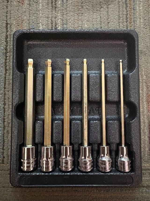 Snap-on 6pc 4mm – 10mm Metric Long Ball Hex Bit Socket Set 3/8” Drive 206EFABLM