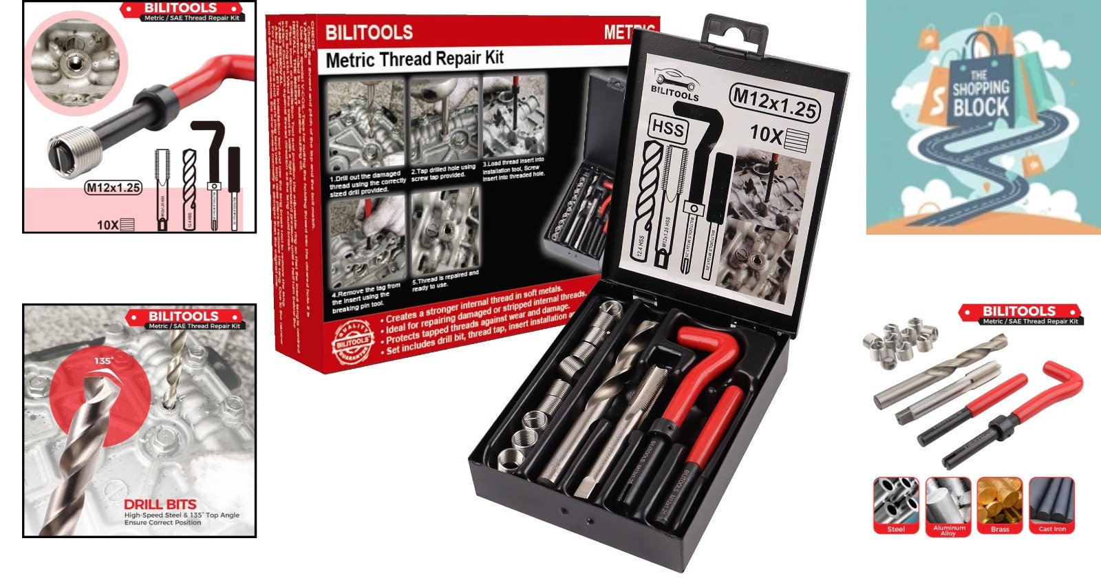 M12x1.25 Thread Repair Kit with HSS Drill, Stainless Steel Inserts