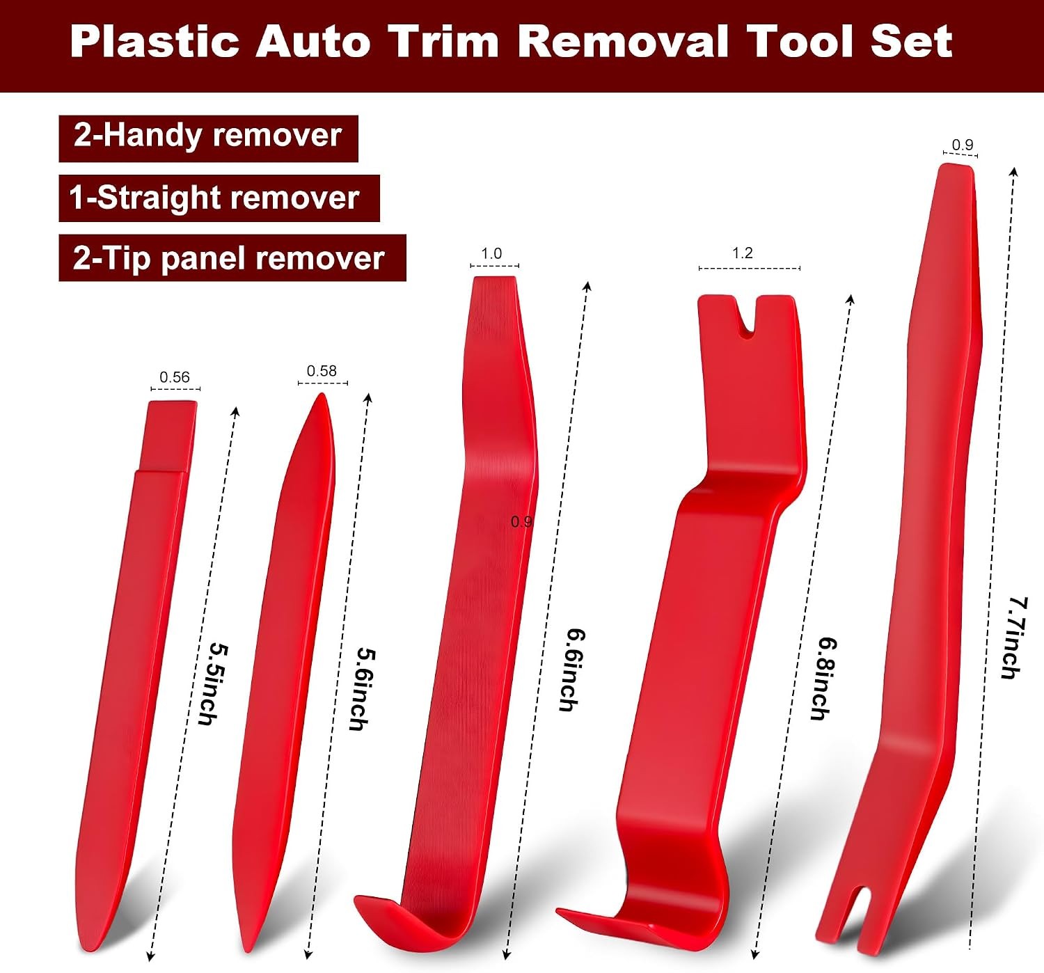 8 Pcs Auto Trim Removal Tool Kit with Non-Scratch Plastic Pry and Fastener Clip