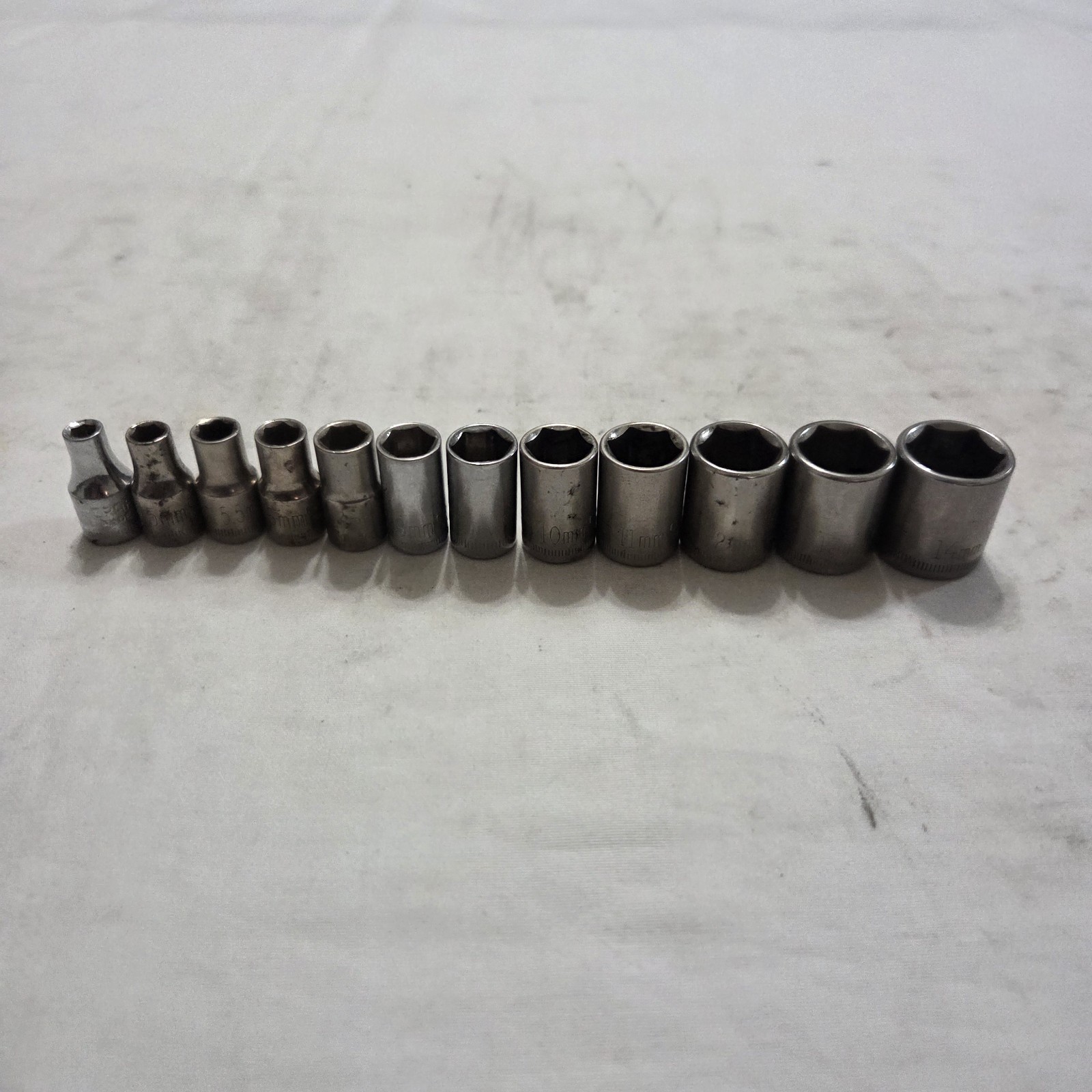 Craftsman 11pc Metric 4mm-14mm 6Pt Shallow Socket Set 1/4″ Dr G,G1,G2 Series USA