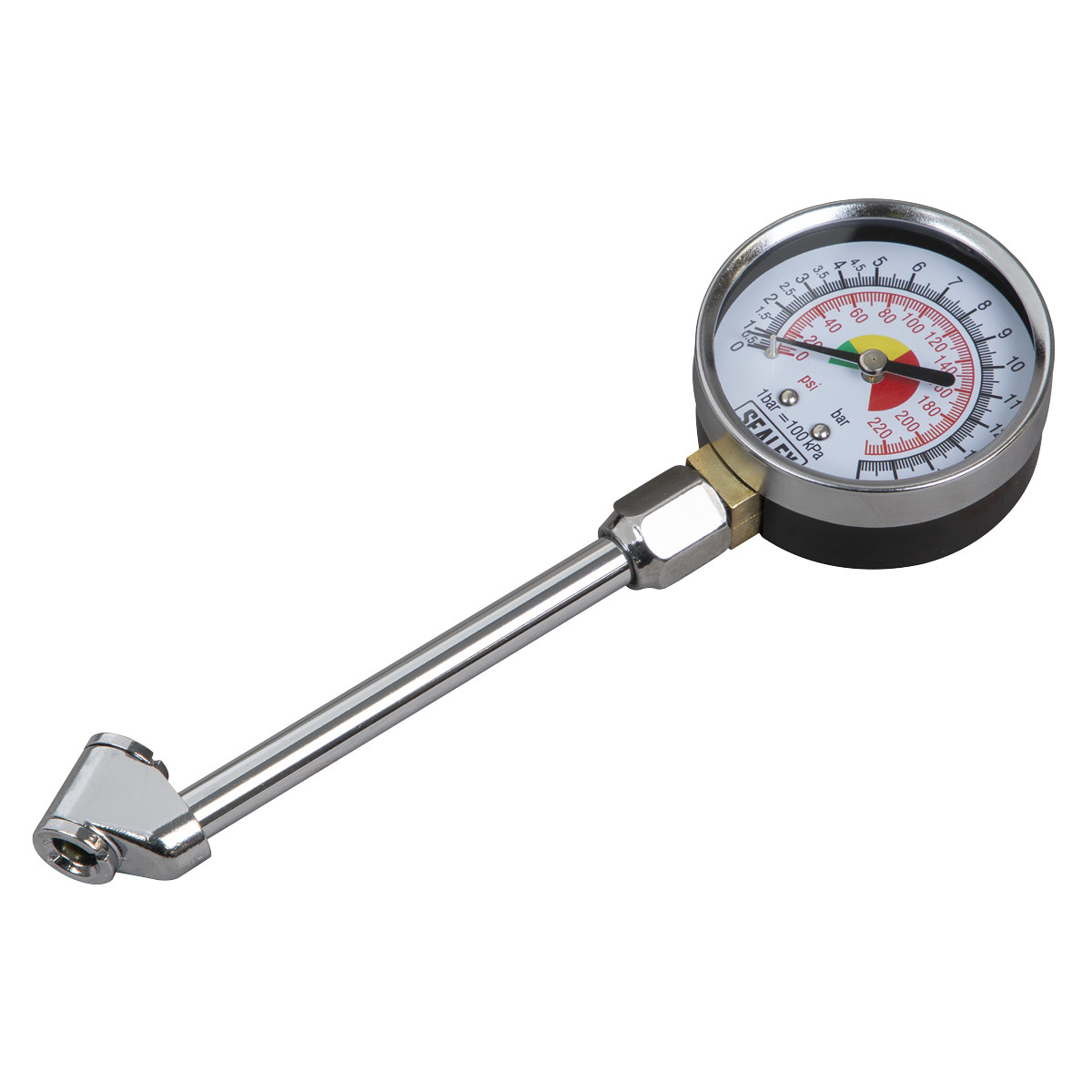 Sealey TSTPG34 Twin Connector Tyre Pressure Gauge 0-220psi