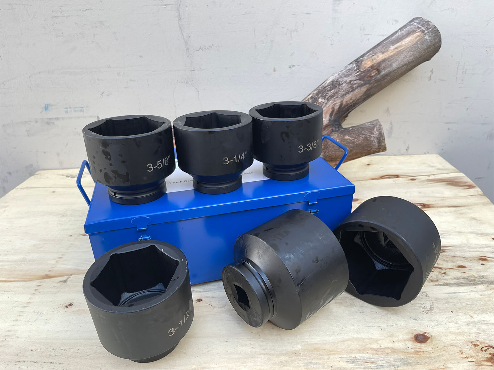 6PCS 1″ Dr. 6pt. SAE Jumbo Deep Shallow Impact Socket Set 3-1/4″ – 4″ Sockets