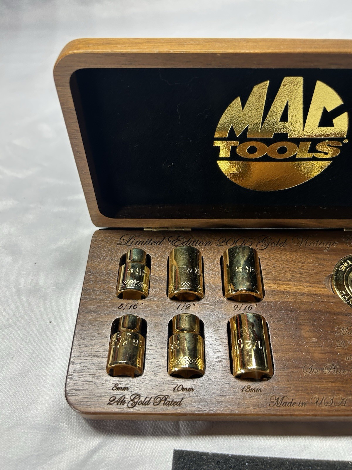 Limited Edition 24K Gold Plated MAC Tools 2005 1 of 2000 3/8 socket set 10mm 6pc