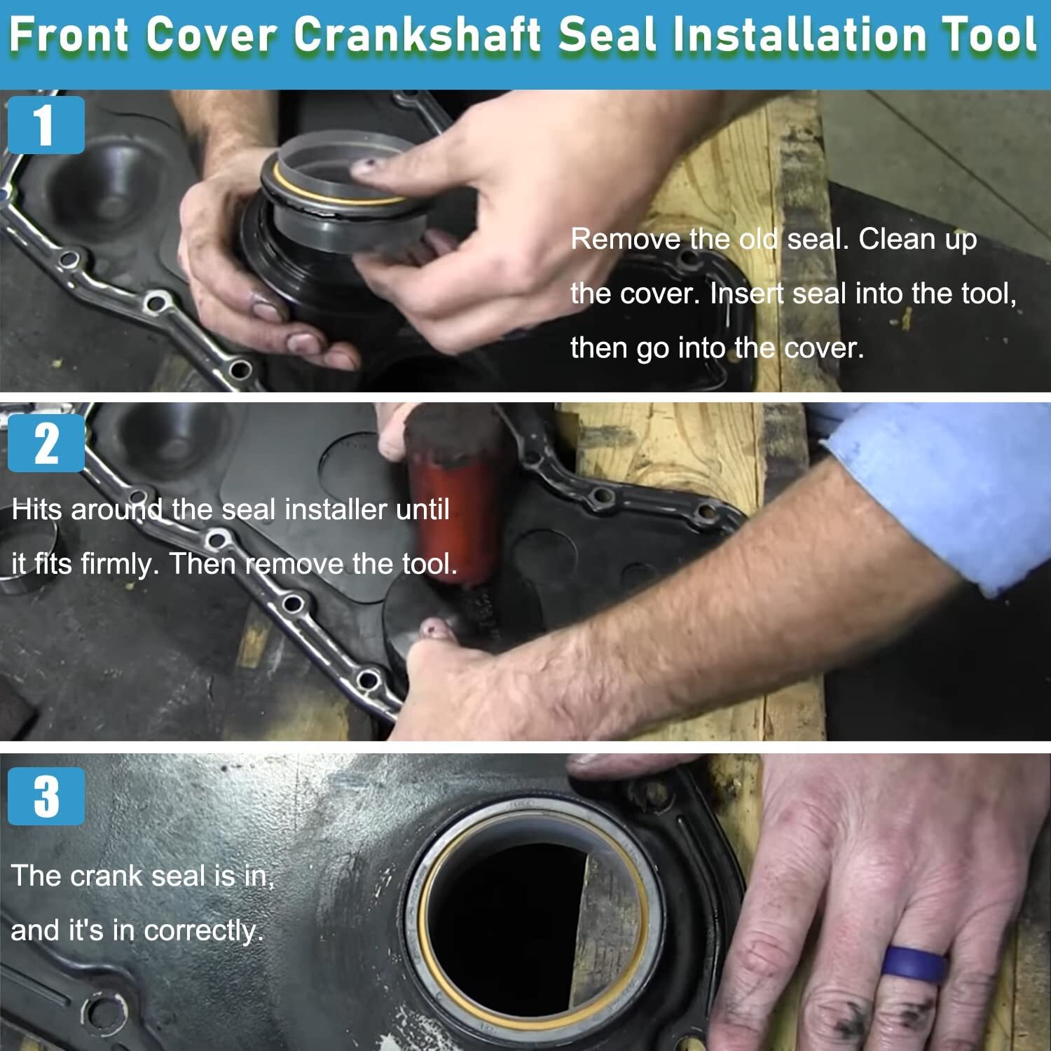 Front Cover Crankshaft Seal & Wear Sleeve Installer Tool For Cummins 3.9 5.9 6.7