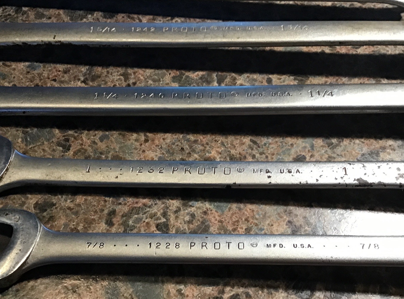 Proto Professional Combination Wrench Set 7/8, 1, 1 1/4, 1 5/16 (2) Total Of 5