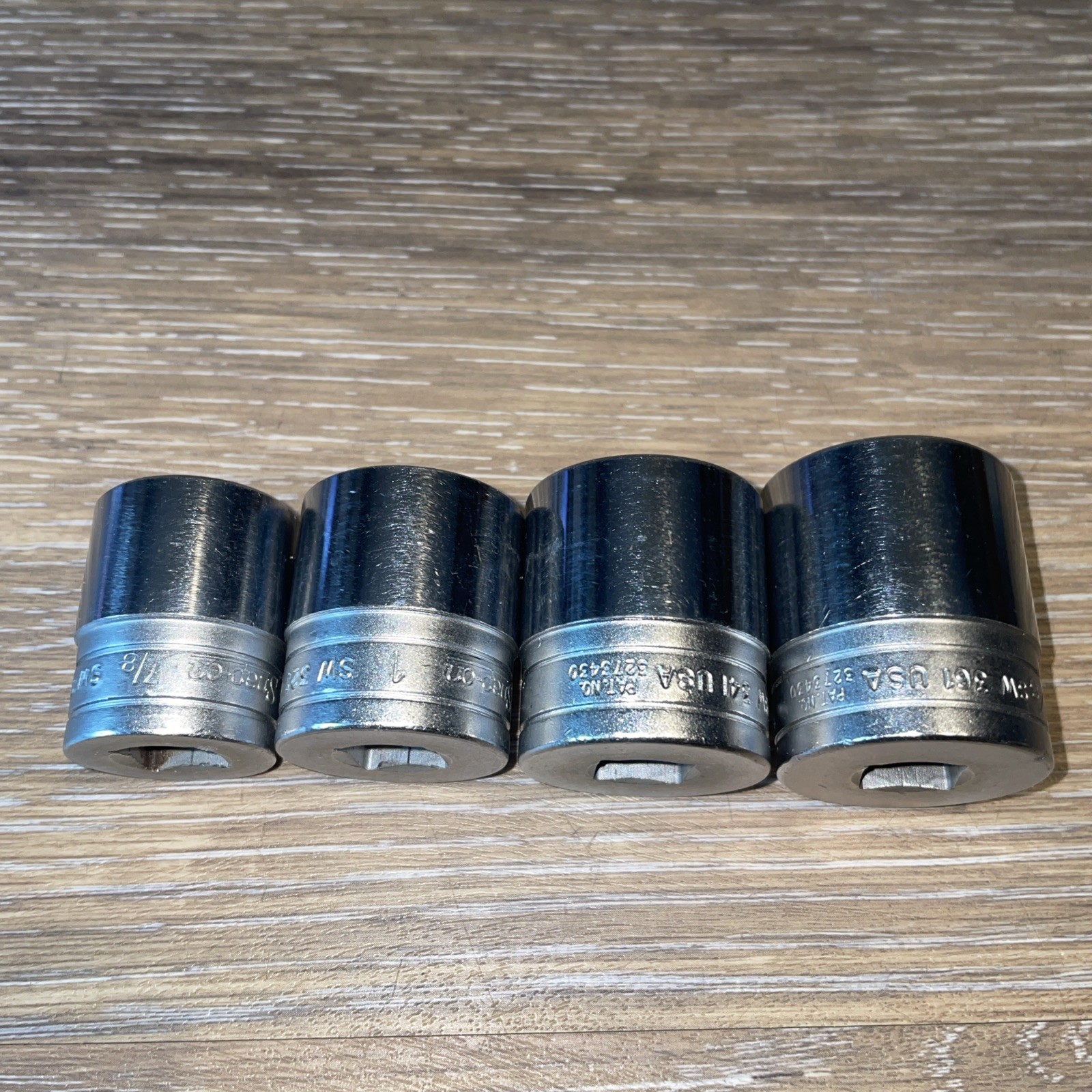 LOT Of 4 Snap-On 1/2″ Sockets SW 12 Point SAE Set Of 4 Pieces.