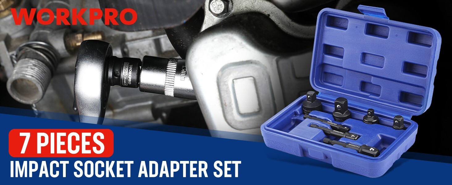 WORKPRO 7PIECE Impact Socket Adapter Set 1/4″ Drill Extension Set 1/2″ 3/8″ 1/4″