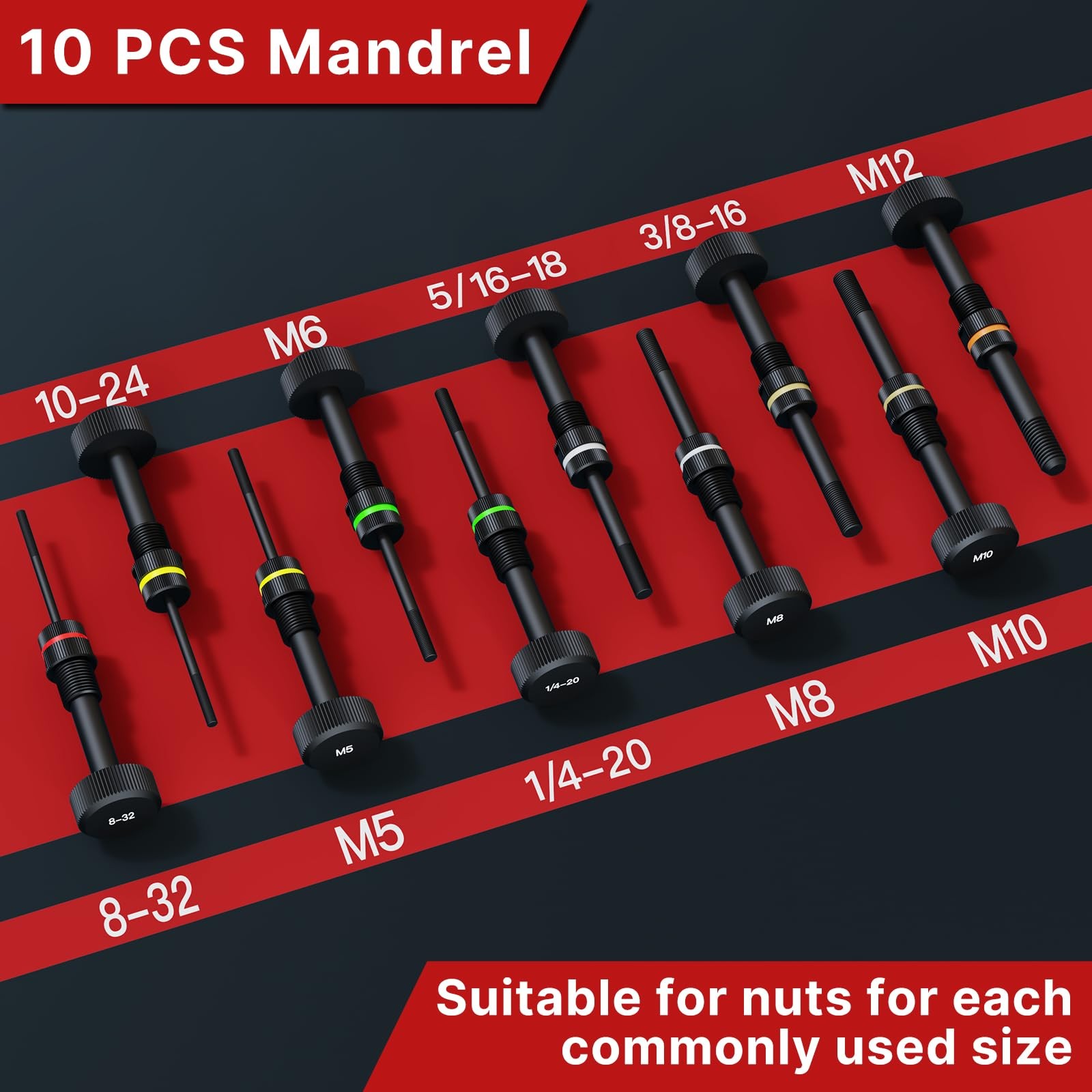 TOLRET Rivet Nut Tool Kit, Rivnut Kit with 10 Metric and black