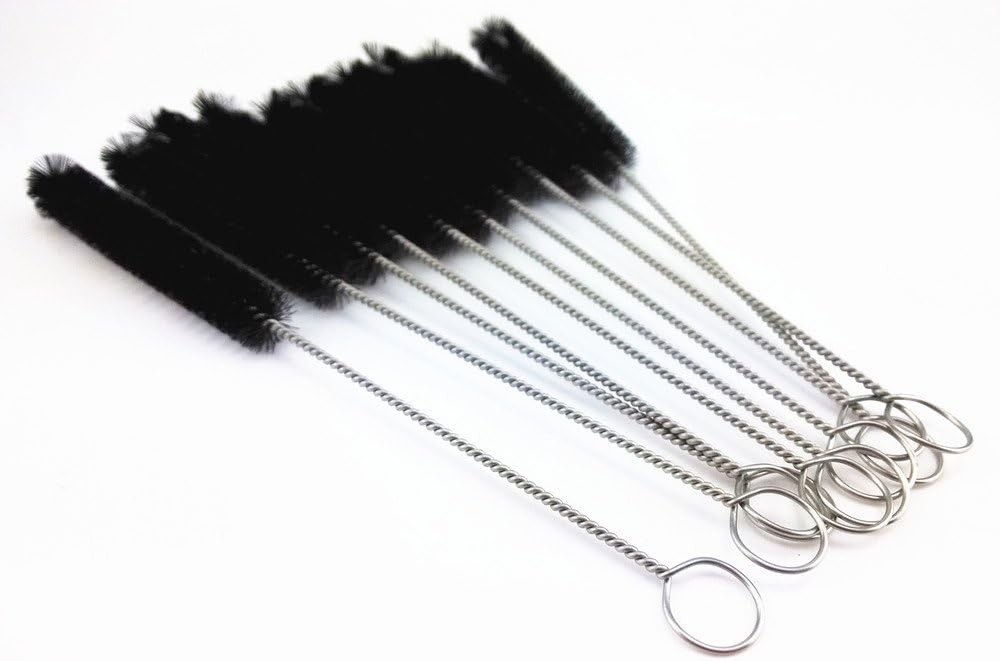 yueton?Pack of 10 Black Nylon Tube Pipe Nozzle Brush Dia 10mm with Wire