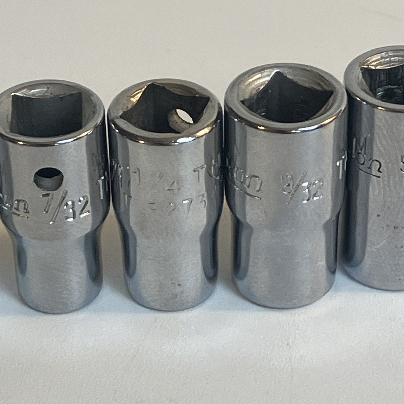 Snap On Tools 1/4″ Drive 9 Pc SAE Shallow 6 Pt Socket Lot TM6 – TM18 3/16″-9/16″