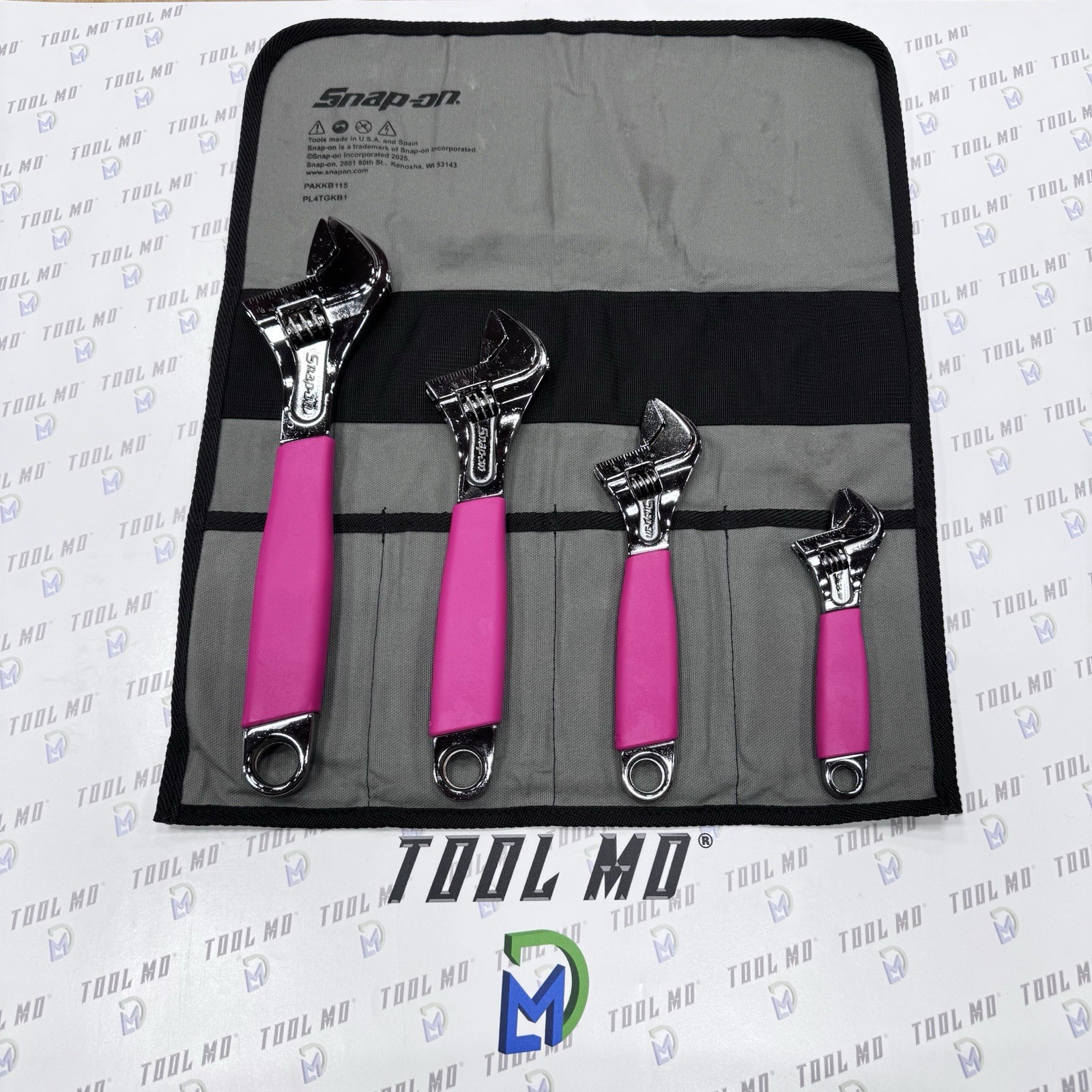 Snap-on Tools USA 4pc ELECTRIC PINK Adjustable Wrench Set In To Go Bag FAFH704C