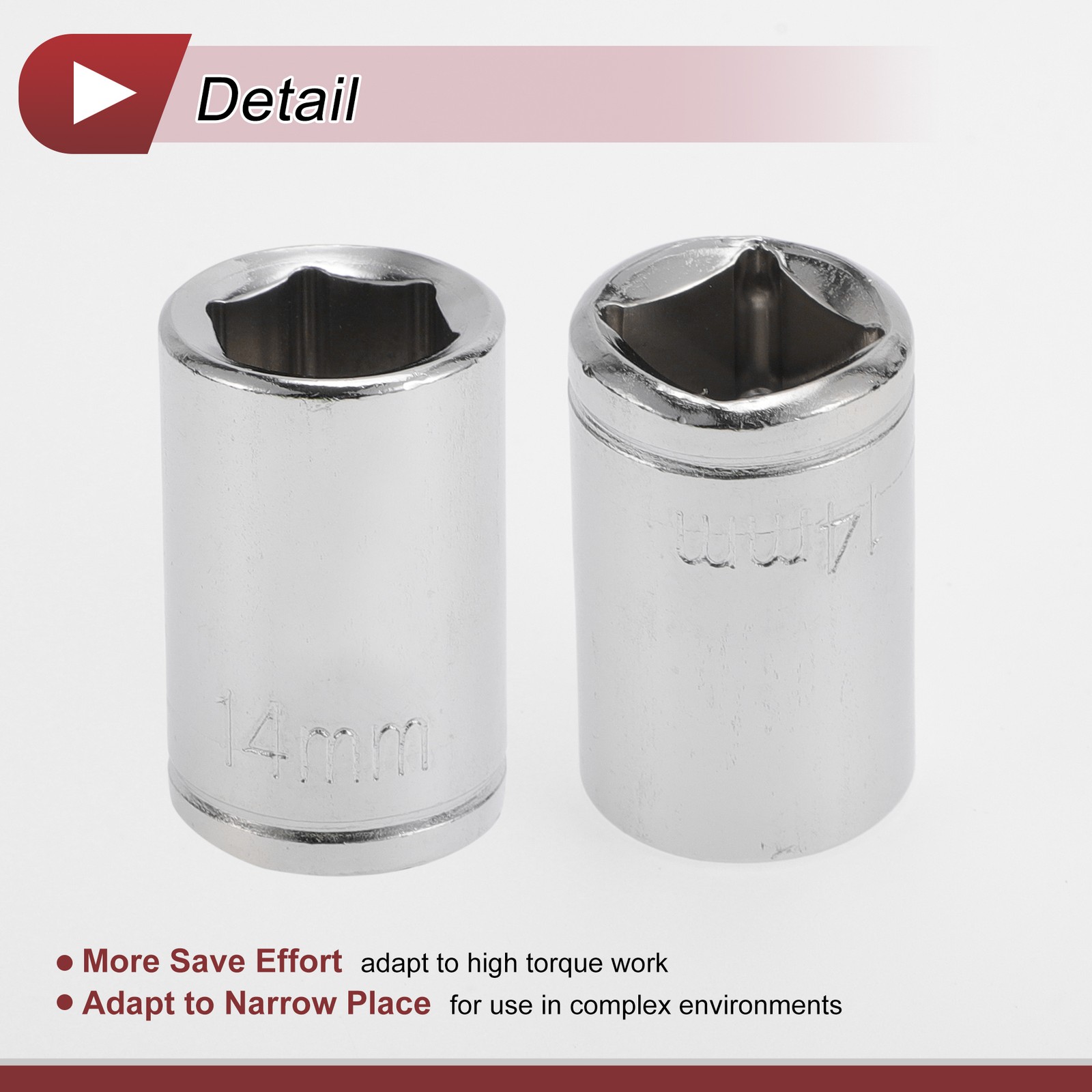 Universal 1/2 Inch Drive Impact Socket 14mm 6 Point Carbon Steel 1 Pcs 38mm