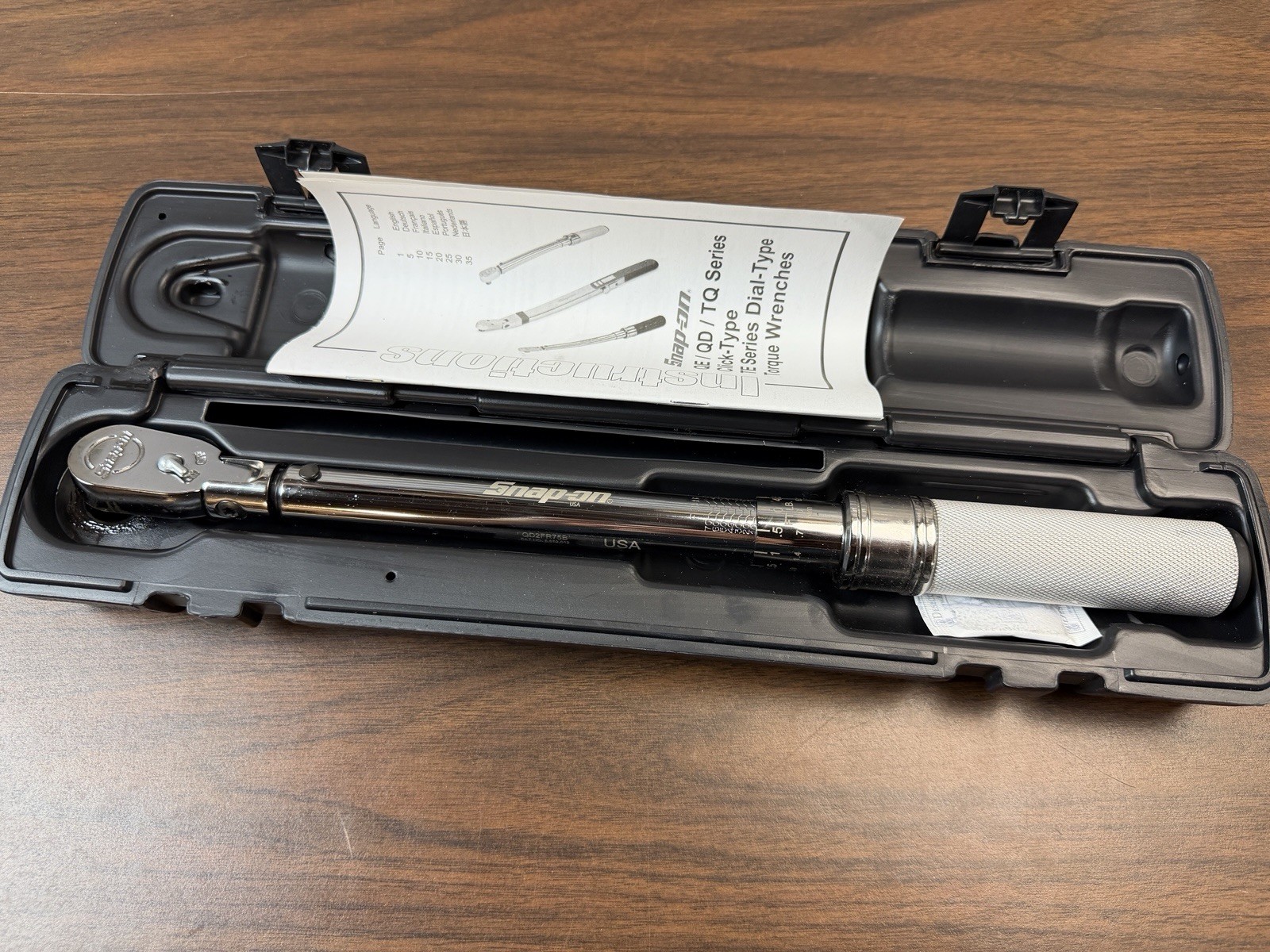 NEW Snap-on QD2FR75B 3/8 Drive SAE Adjustable Click-Type Flex-Head Torque Wrench