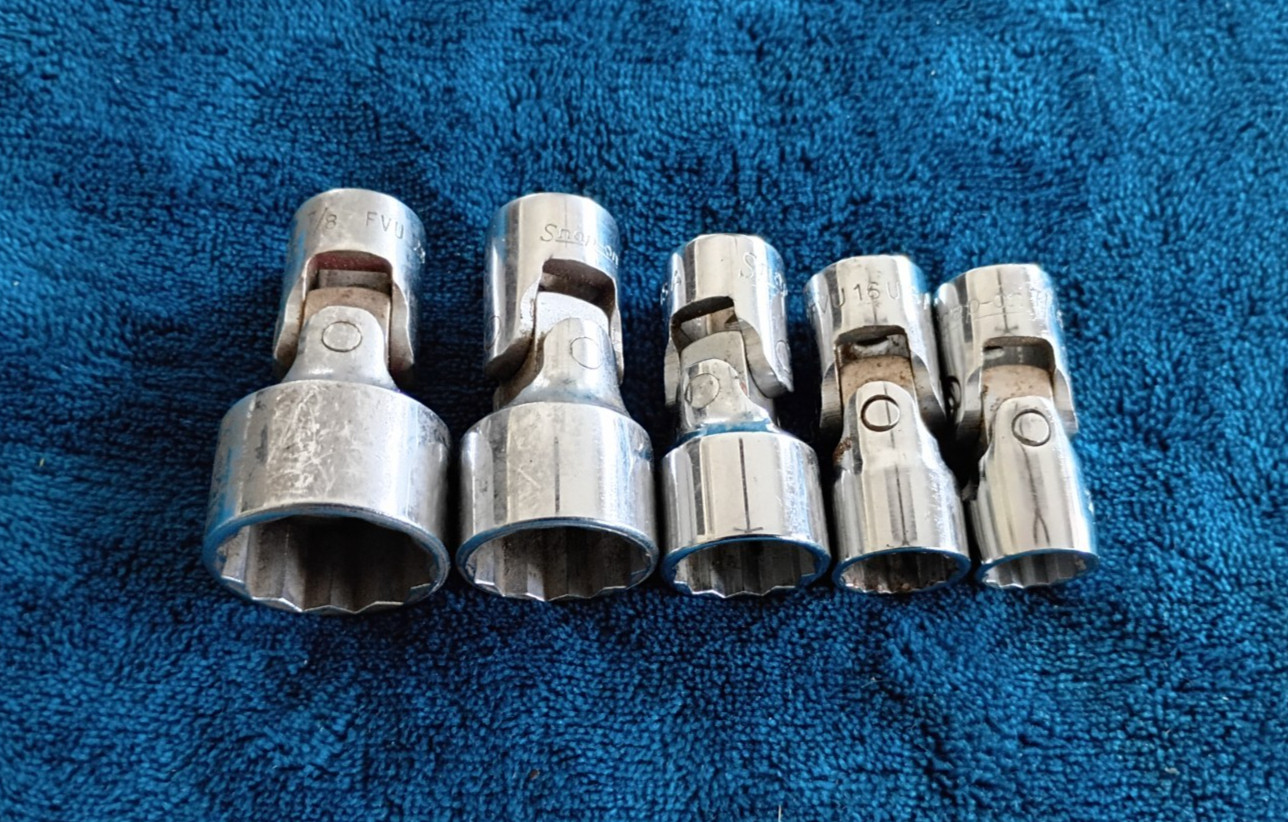 Snap-on Swivel Socket Set 3/8” Drive 7/16” to 7/8” 12 Point 5 pieces USA FVU.