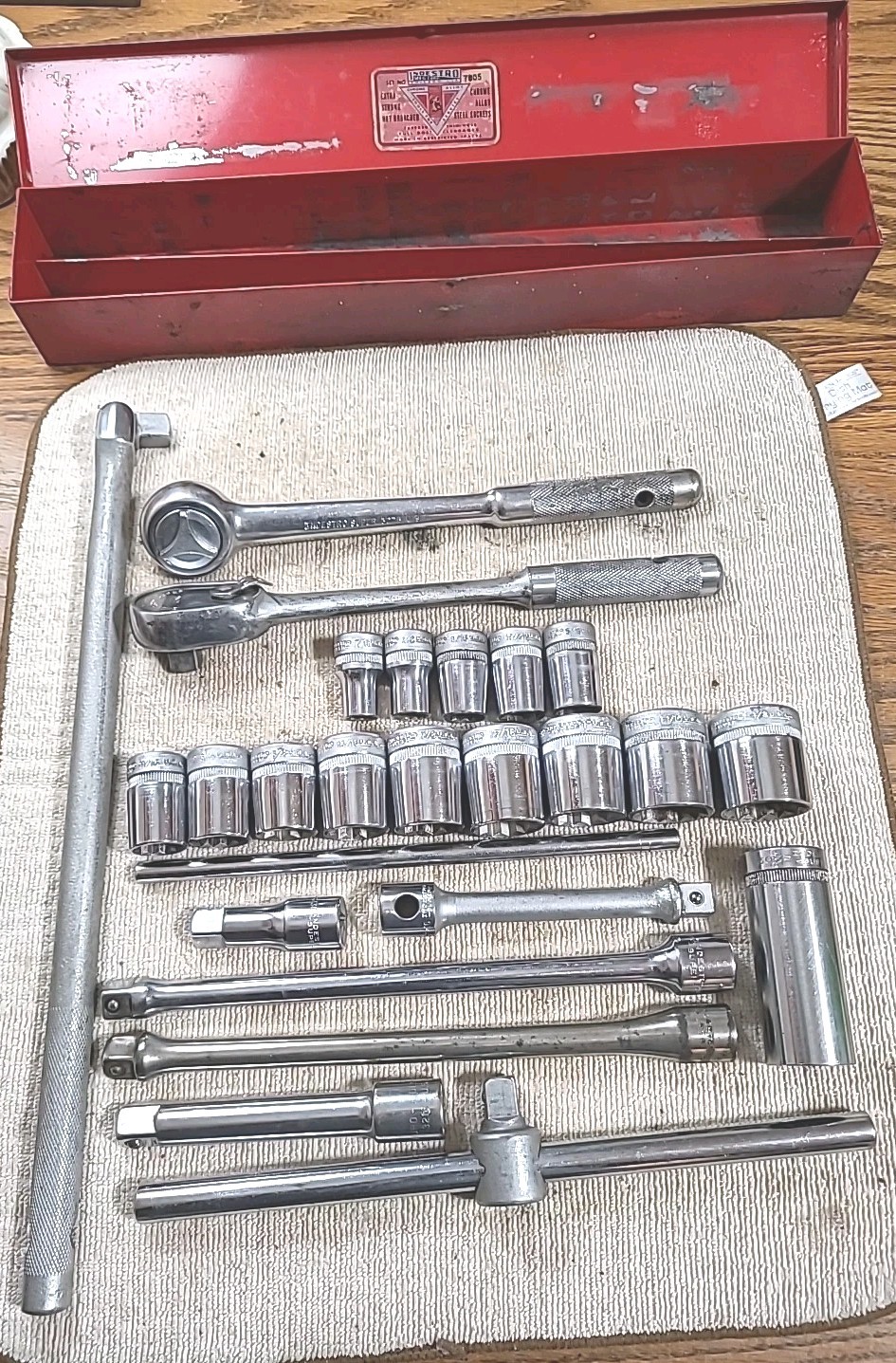 Indestro Super, 1/2″ Drive SAE 26pc Socket Set Tool Box Ext Ratchets BB, Tools