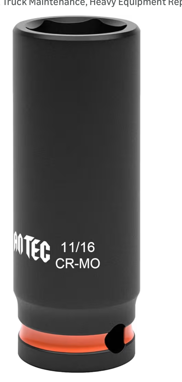 6-Point Deep Impact Socket, 3/8-Inch Drive 11/16 inch Socket, Cr-Mo,Automotive