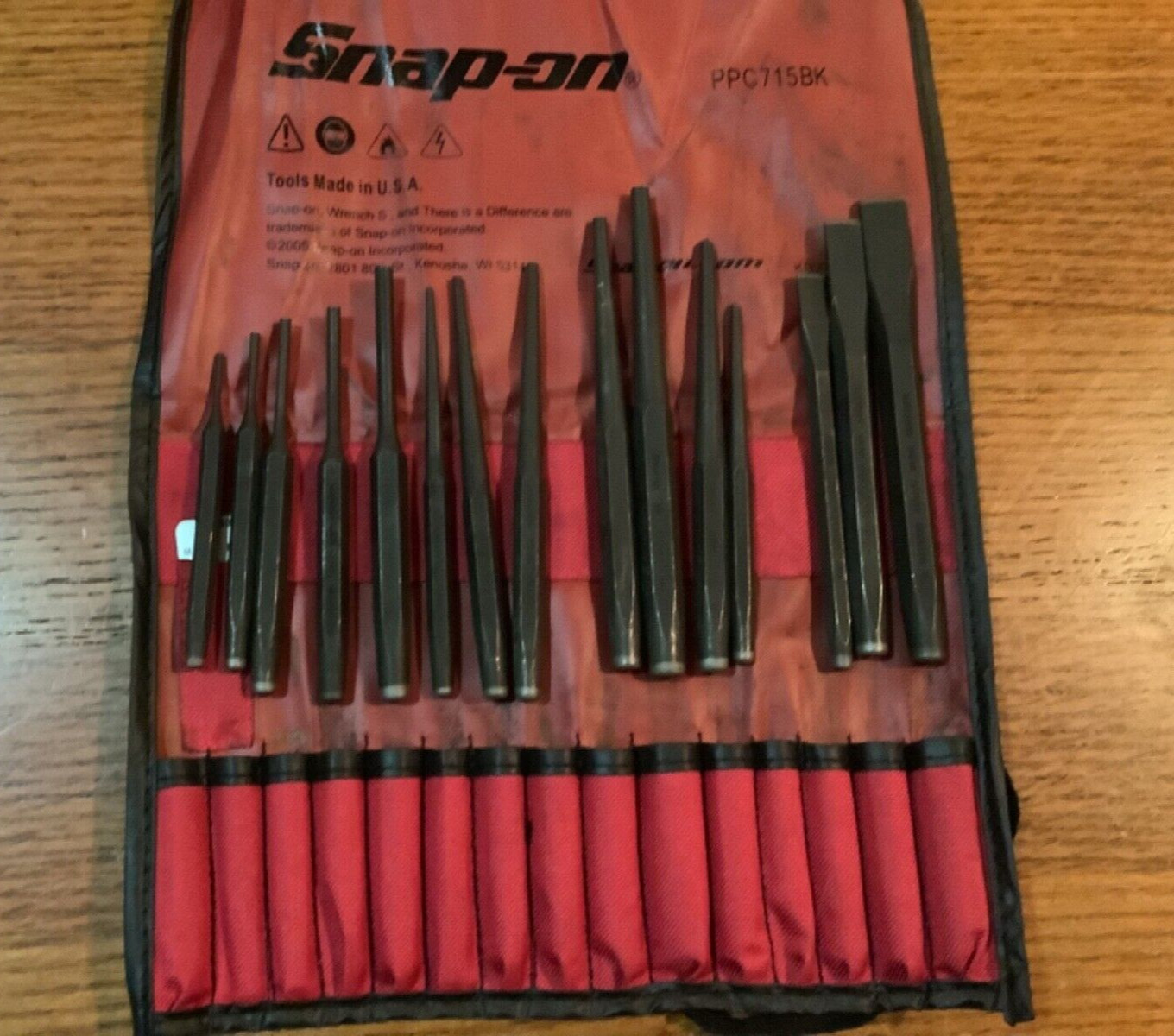 New Snap-on PPC715BK 15-piece Punch and Chisel Set in Bag Sealed