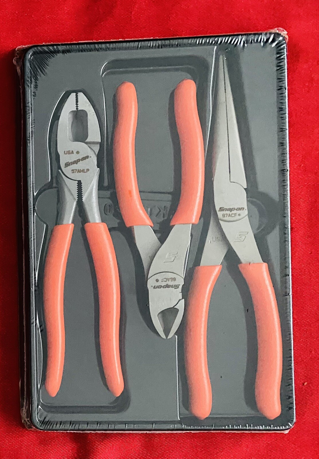 Snap On Pliers Set- PLR300 Orange- 3pc Pliers Clutter Brand New!