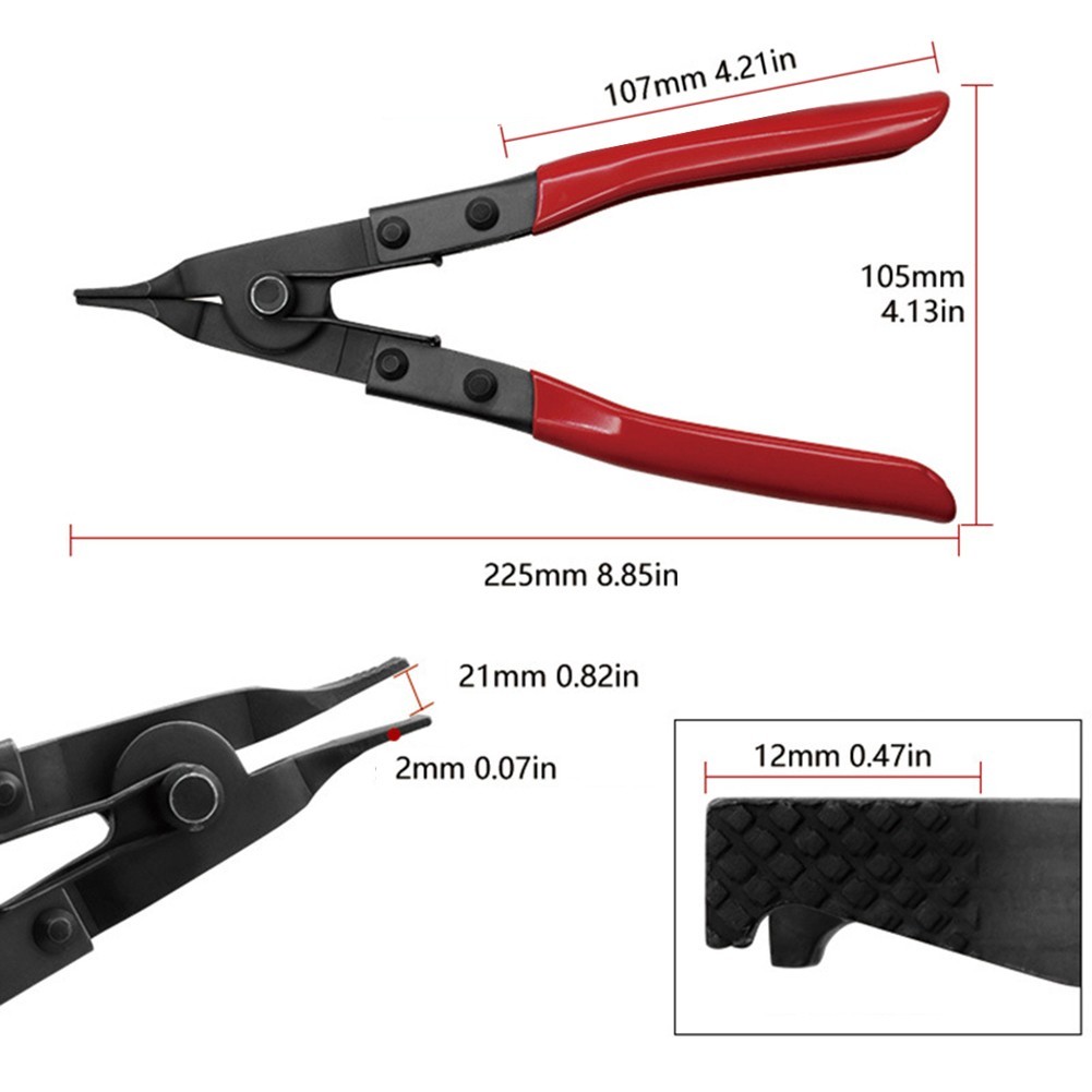 1 Pcs Rubber+Aluminum Alloy Black+Red Flat Mouth Steel Ring Pliers -New