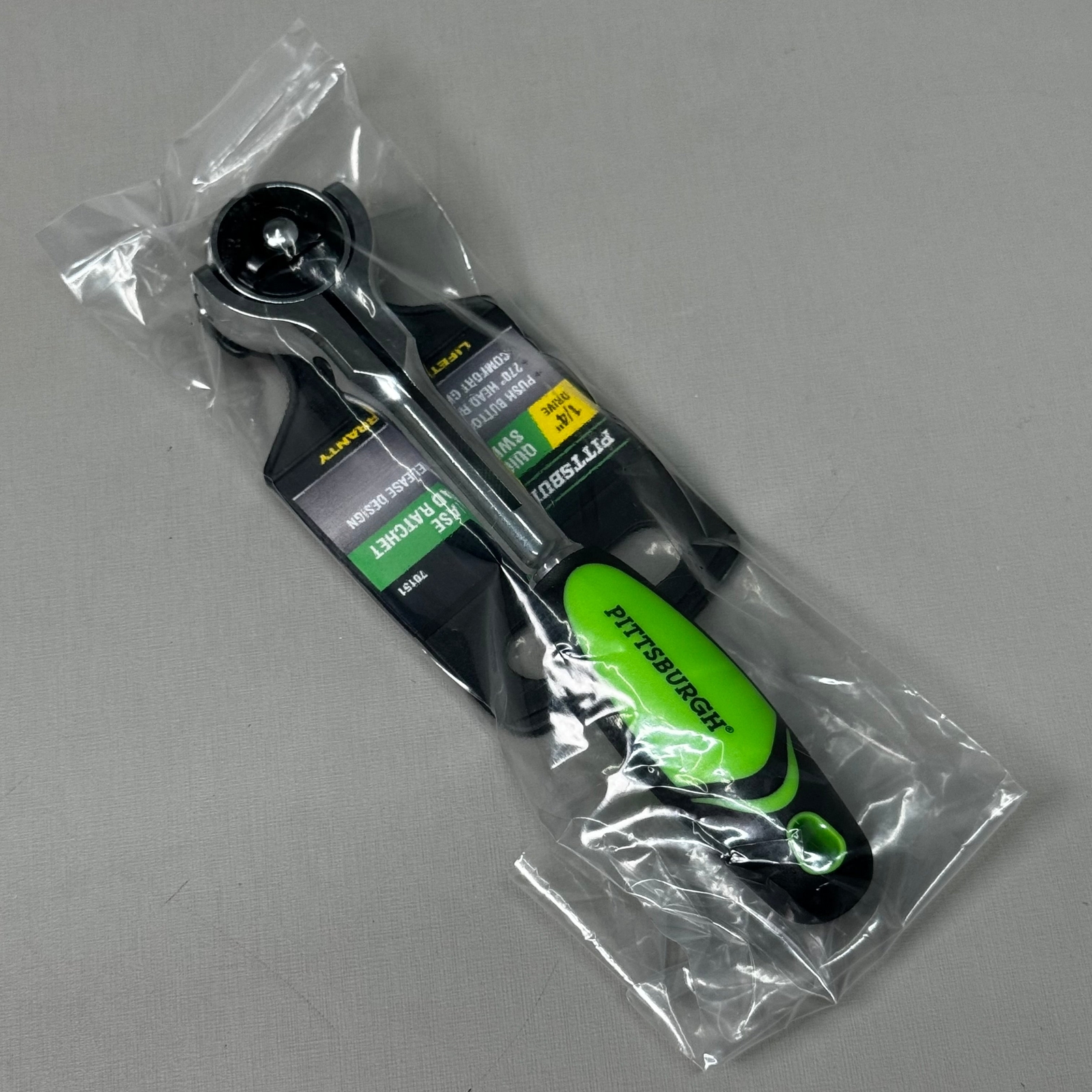 PITTSBURGH AUTOMOTIVE 270° Quick Release Swivel Head Ratchet 1/4″ Green 70151