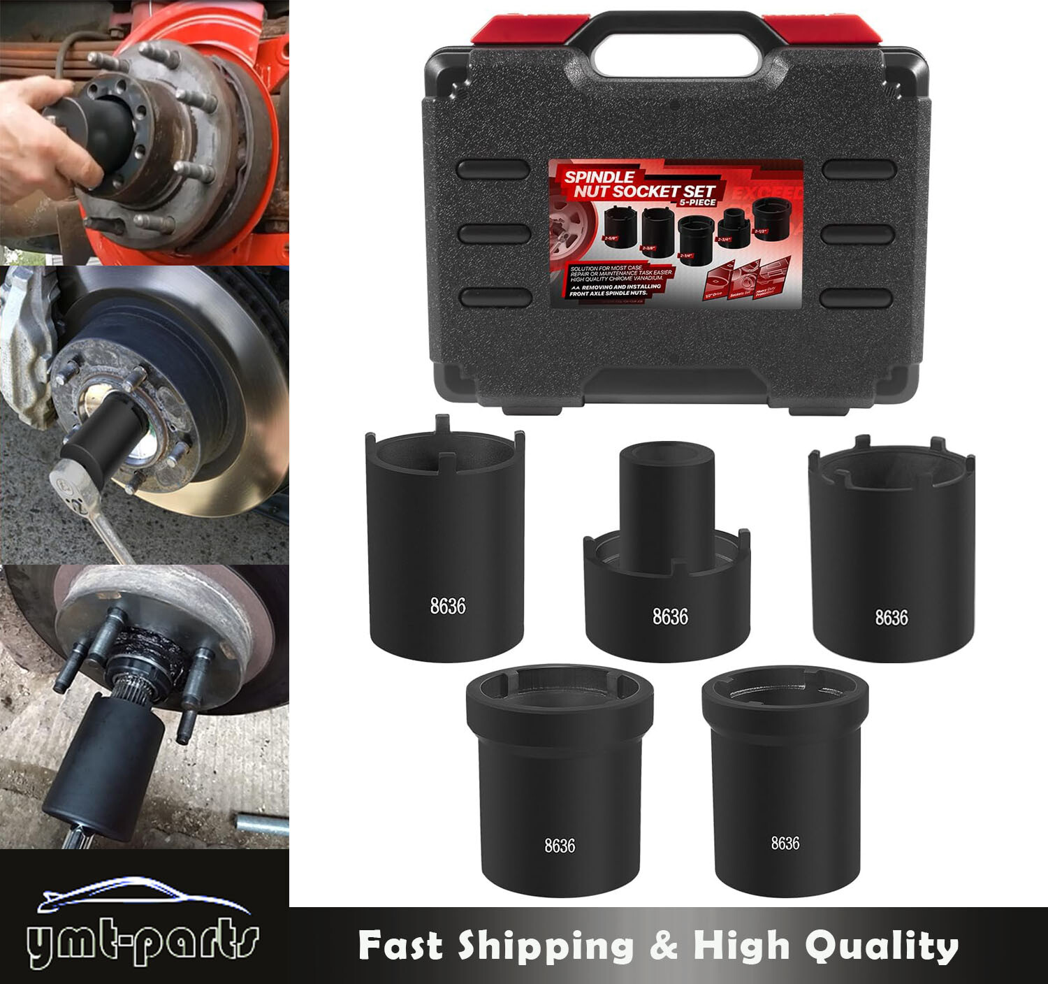 648636 Spindle Nut Socket Kit Axle Hub Nut Socket 1/2″ Drive Fit Ford Dana 50 60