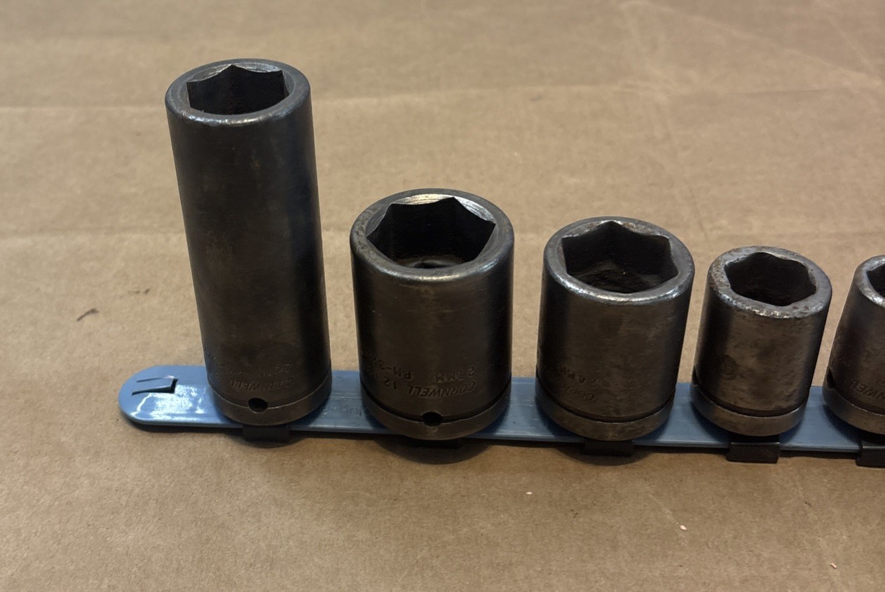 Cornwell Impact Sockets 6 Pieces Mechanics Tools USA 22mm, 27, 24, 18, 16, 14 mm
