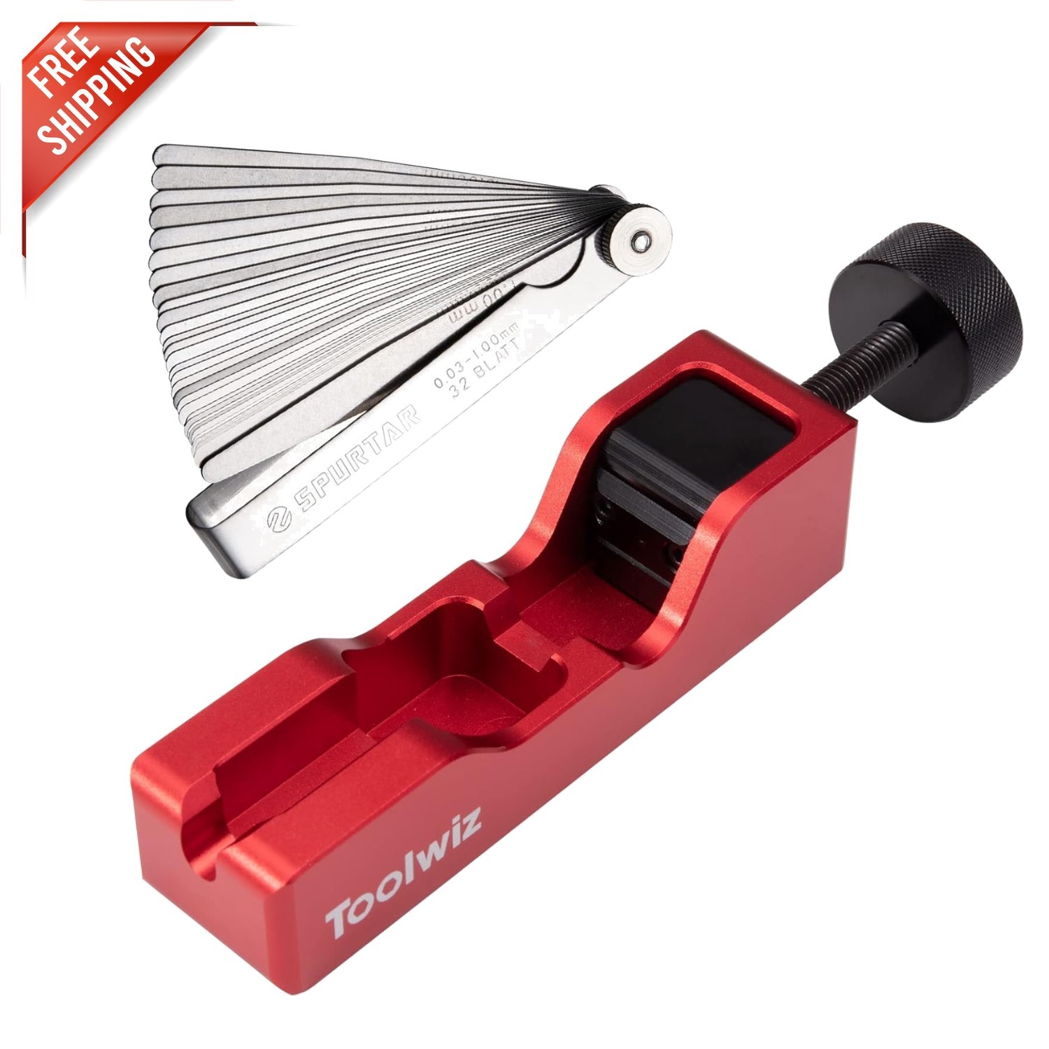 Compact Spark Plug Gap Tool with 32-Blade Feeler Gauge for Precise Adjustment
