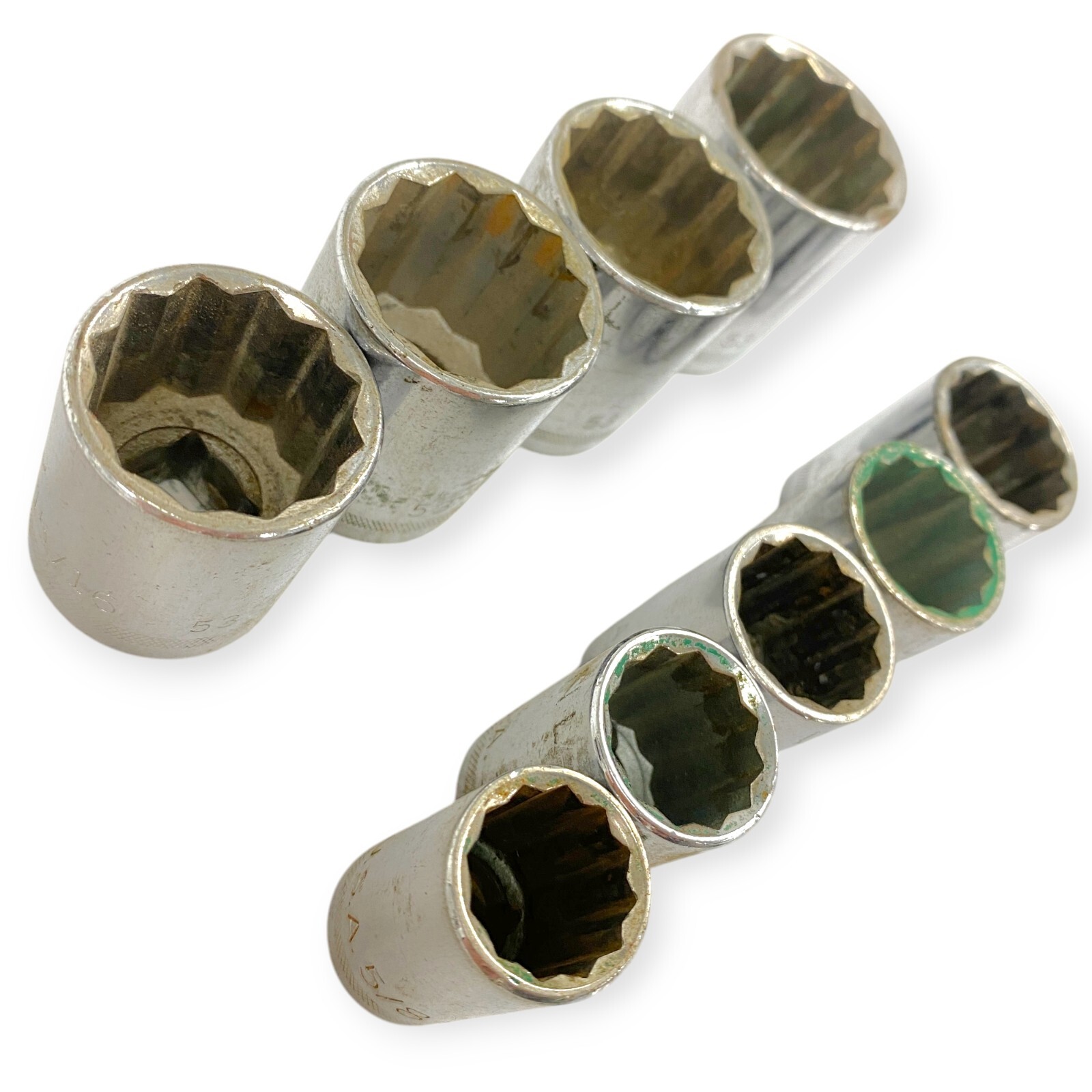 Easco 1/2» Drive 12 Point SAE Socket 5/8 in to 1-1/8 in, 9 pcs Set, Made in USA