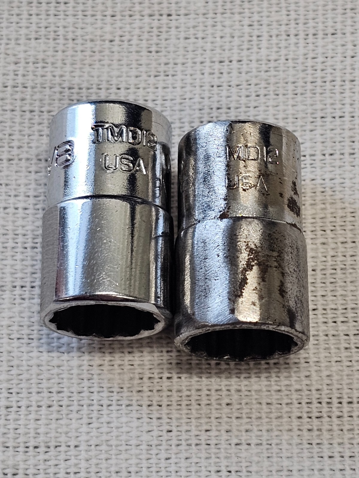2 Snap-on Shallow Standard Socket Sae 12 Point 1/4″ Drive TMD12 3/8″ USA