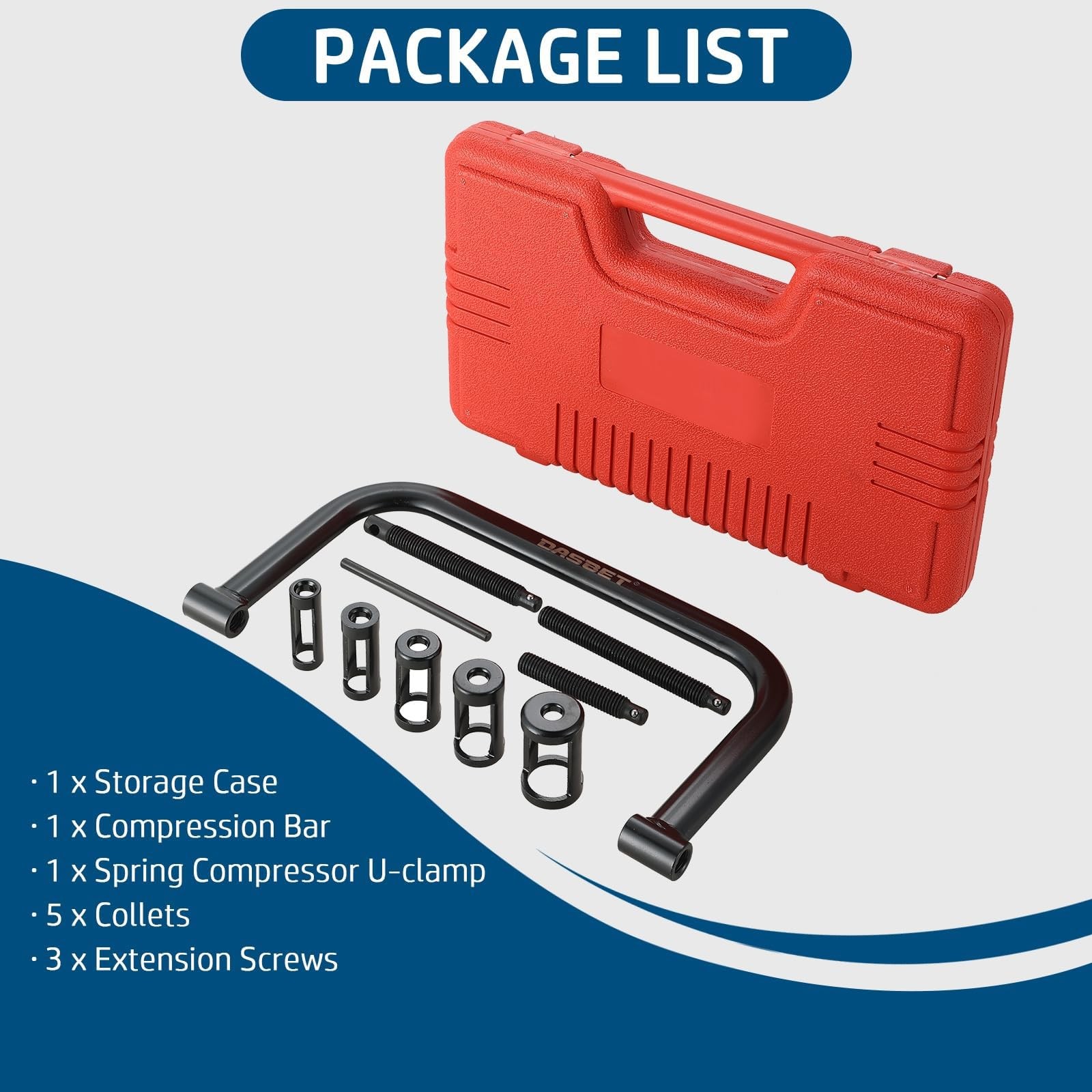 DASBET Valve Spring Compressor C Clamp Service Kit Removal Red