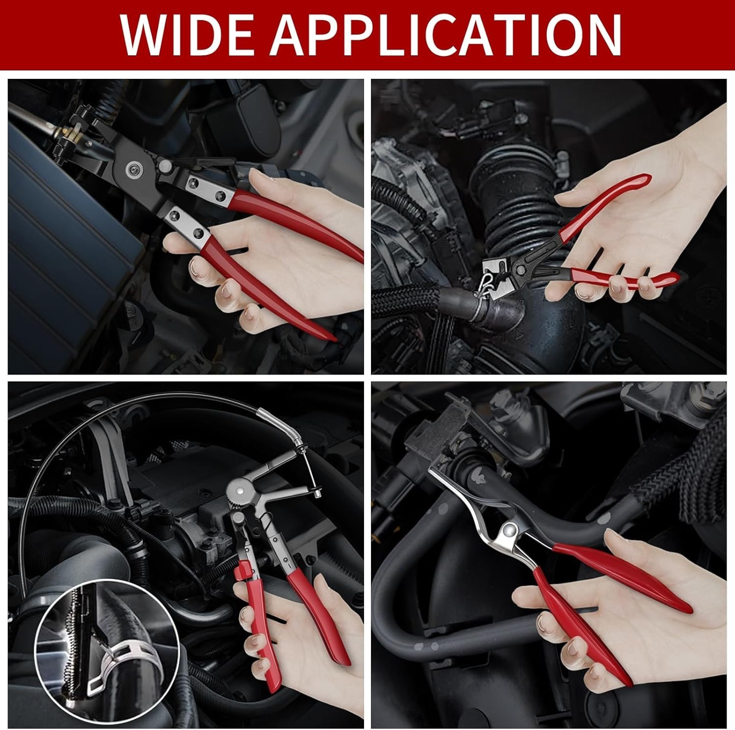 Wiseup 4-Piece Heavy-Duty Hose Clamp Pliers Set for Automotive & Industrial Use