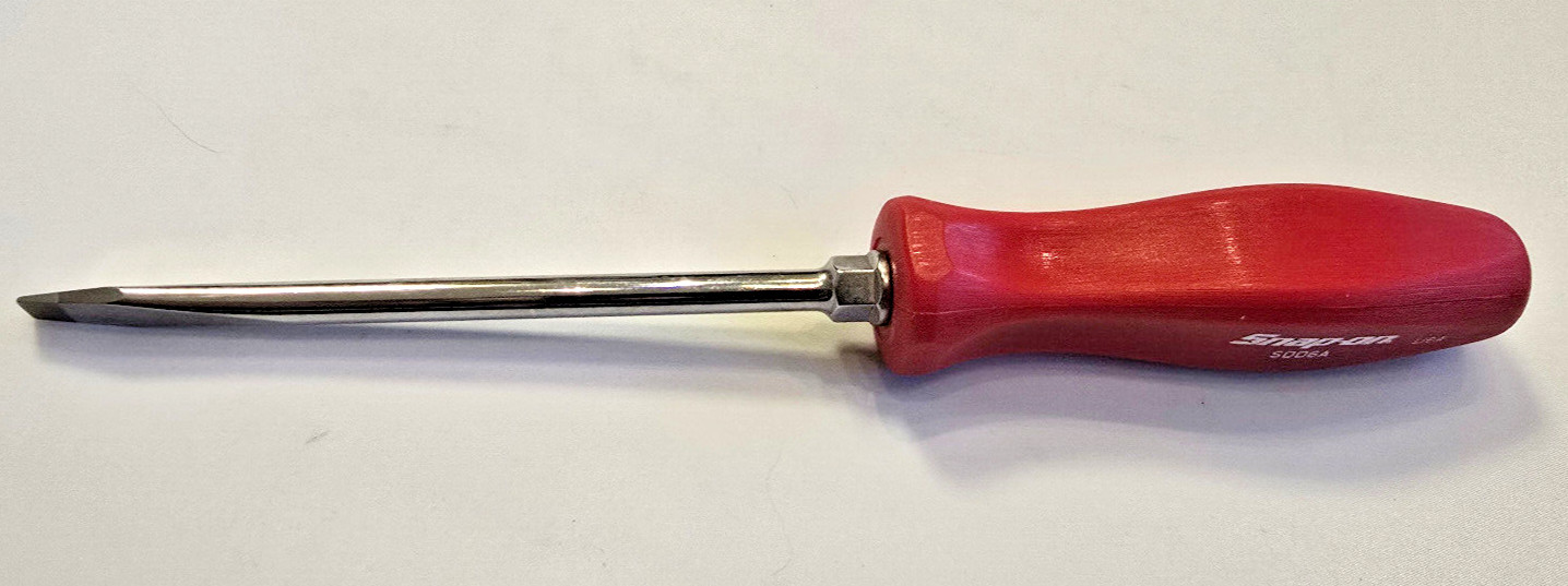 SNAP-ON ™ TOOLS NEW LARGE 5″ RED HARD PLASTIC HANDLE SCREWDRIVER SDD6A