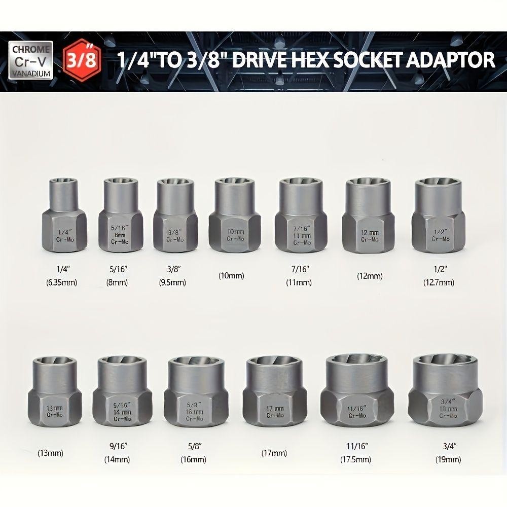15pcs/Set Nut Extractor, 13pcs Bolt And Nut Remover, 1pc Bar (If The Nut Is Stil