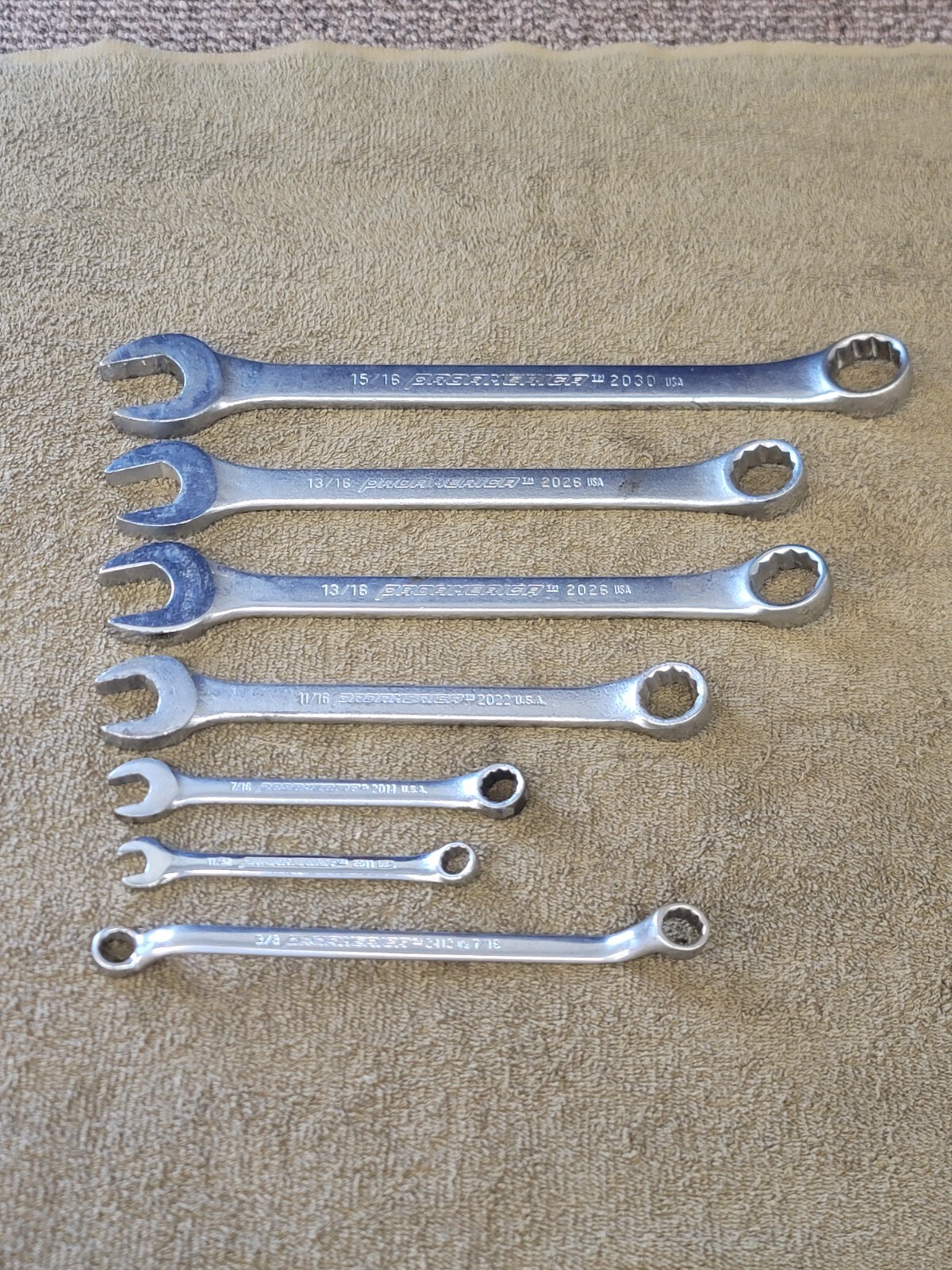 ProAmerica Sae Combination Wrench Set 15/16 13/16 11/16 7/16 3/8 11/32″ USA